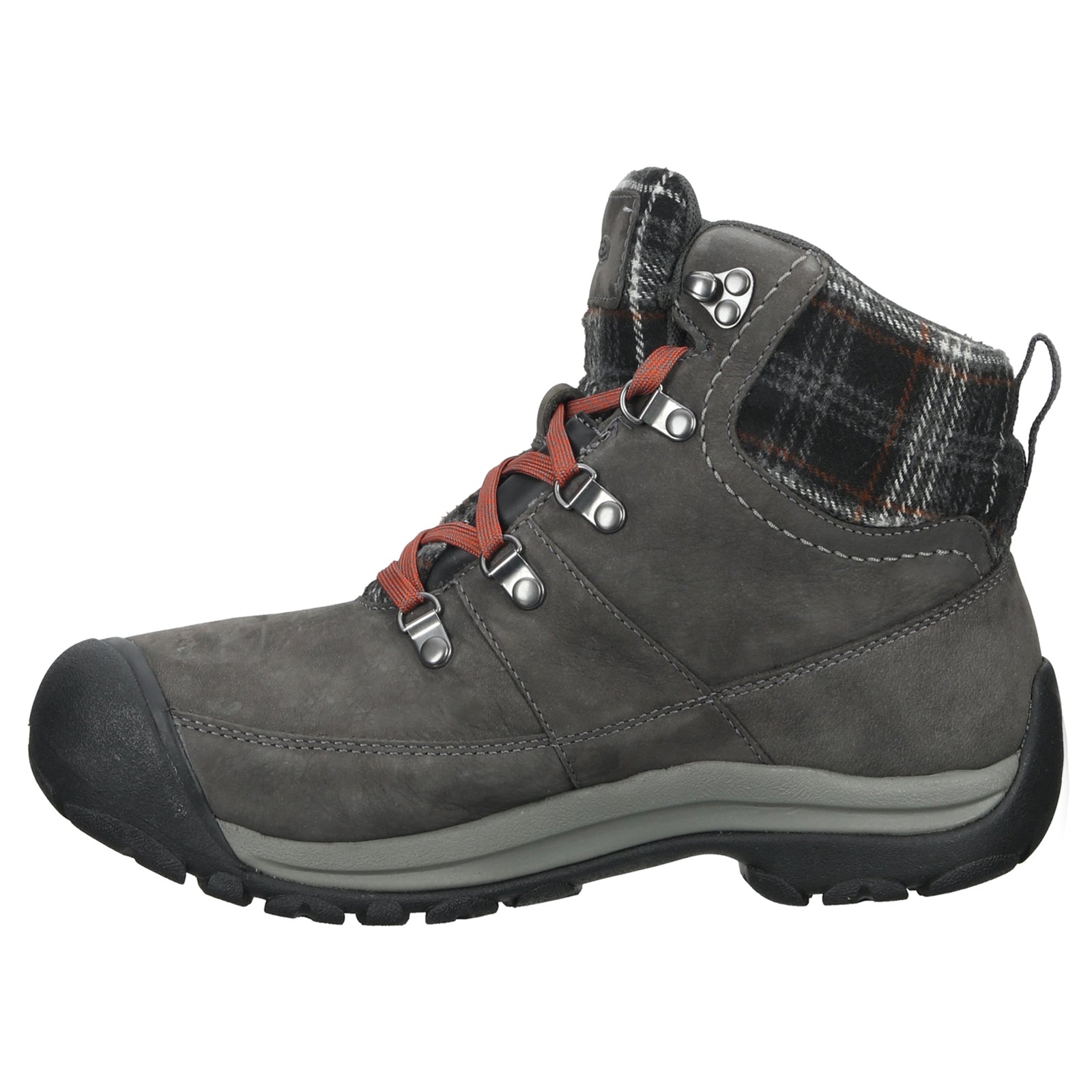 Keen Kaci III Winter Mid Leather Textile Womens Boots#color_magnet black plaid