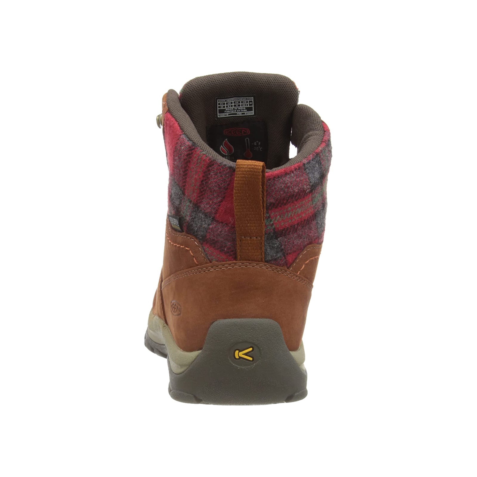 Keen Kaci III Winter Mid 1026718 Leather Textile Womens Boots - Tortoise Shell Red Plaid - 39.5#color_tortoise shell red plaid