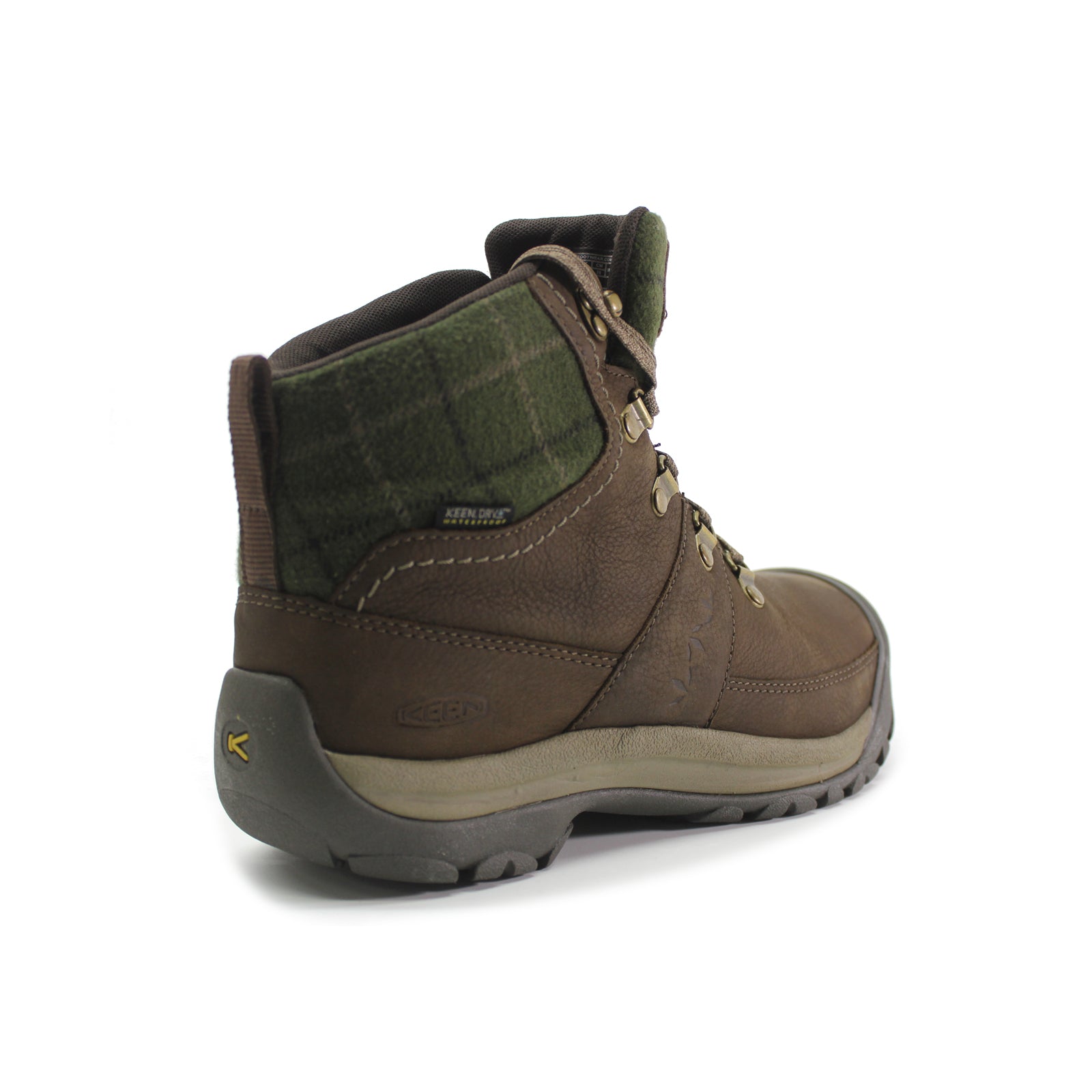 Keen Kaci III Winter Mid Leather Textile Womens Boots#color_dark earth green plaid