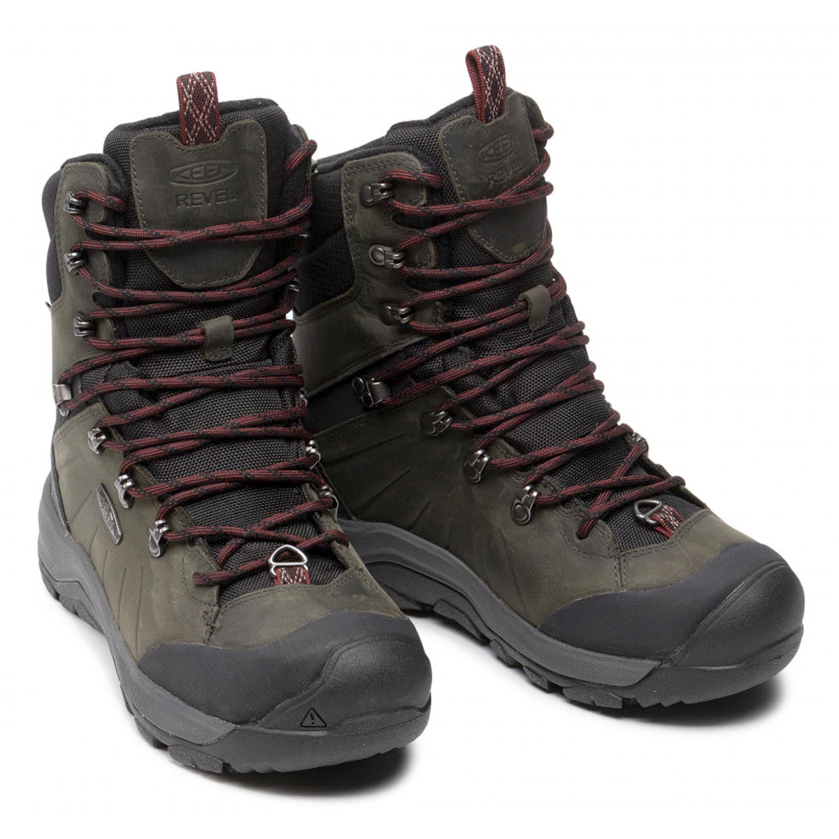 Keen Revel IV High Polar Leather Textile Mens Boots#color_magnet red carpet