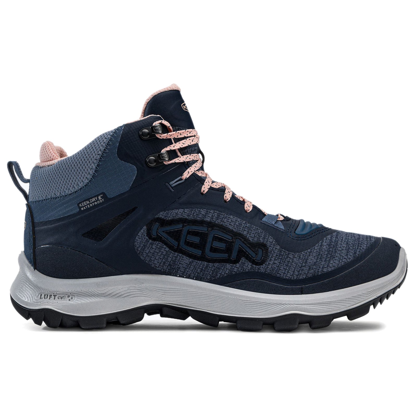 Keen Terradora Flex Mid Textile Synthetic Womens Boots#color_vintage indigo peachy keen