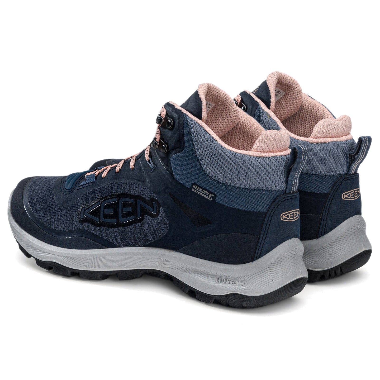 Keen Terradora Flex Mid Textile Synthetic Womens Boots#color_vintage indigo peachy keen