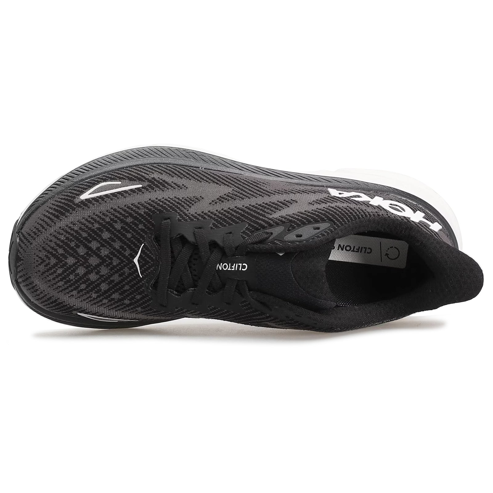 Hoka Clifton 9 1127896-BWHT Textile Womens Trainers - Black White - 6#color_black white