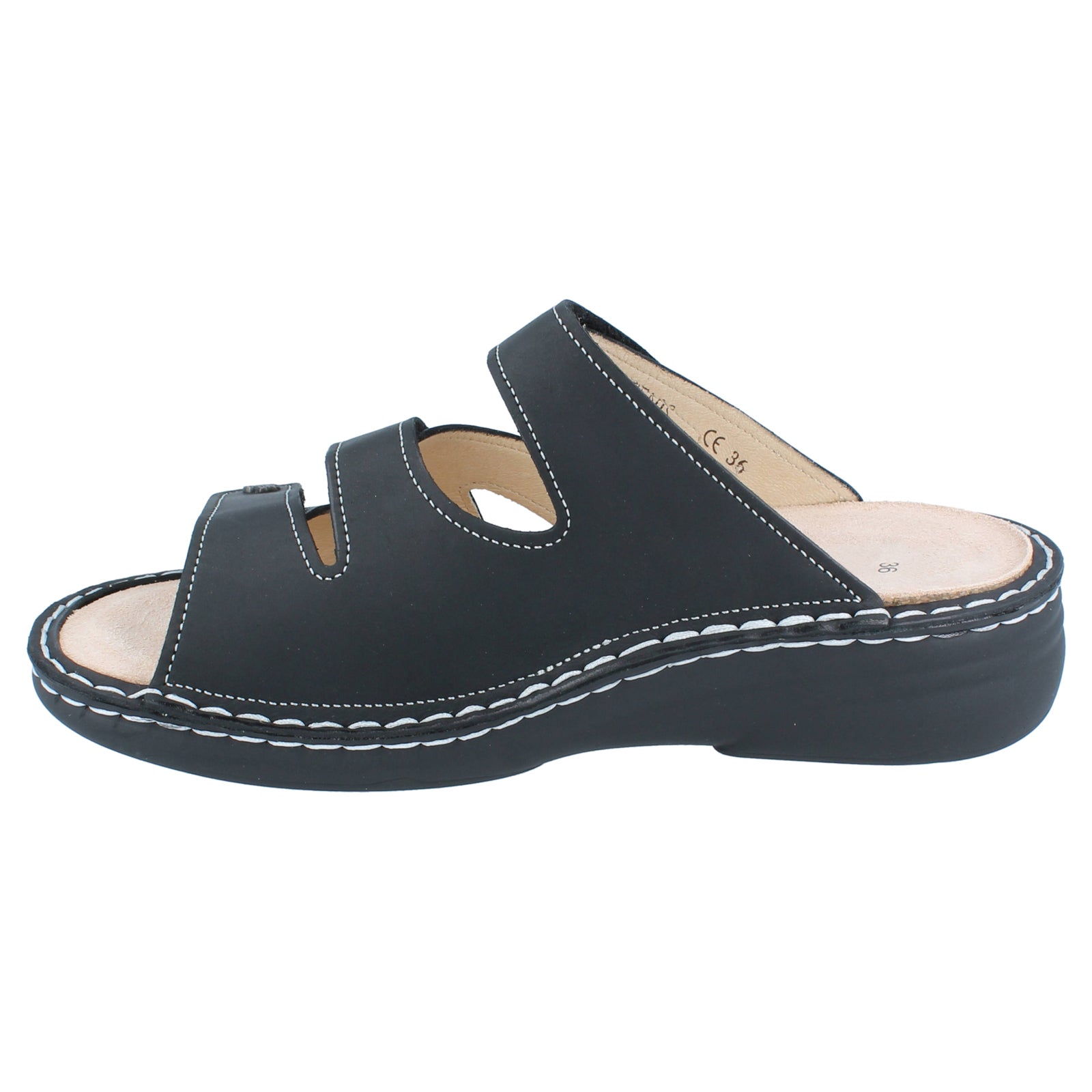 Finn Comfort Grenada Leather Womens Sandals#color_black
