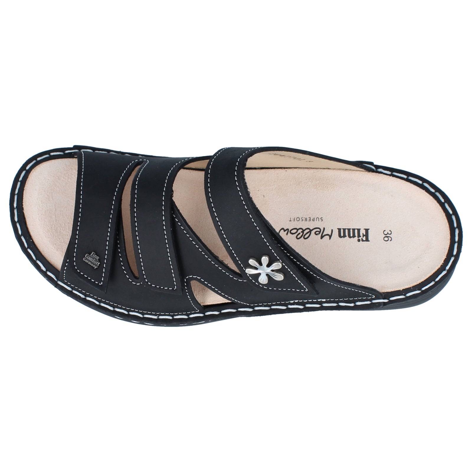 Finn Comfort Grenada Leather Womens Sandals#color_black