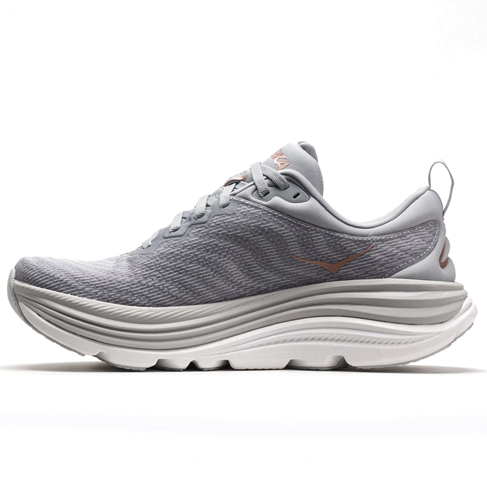 Hoka Gaviota 5 Textile Synthetic Womens Trainers#color_harbor mist rose gold