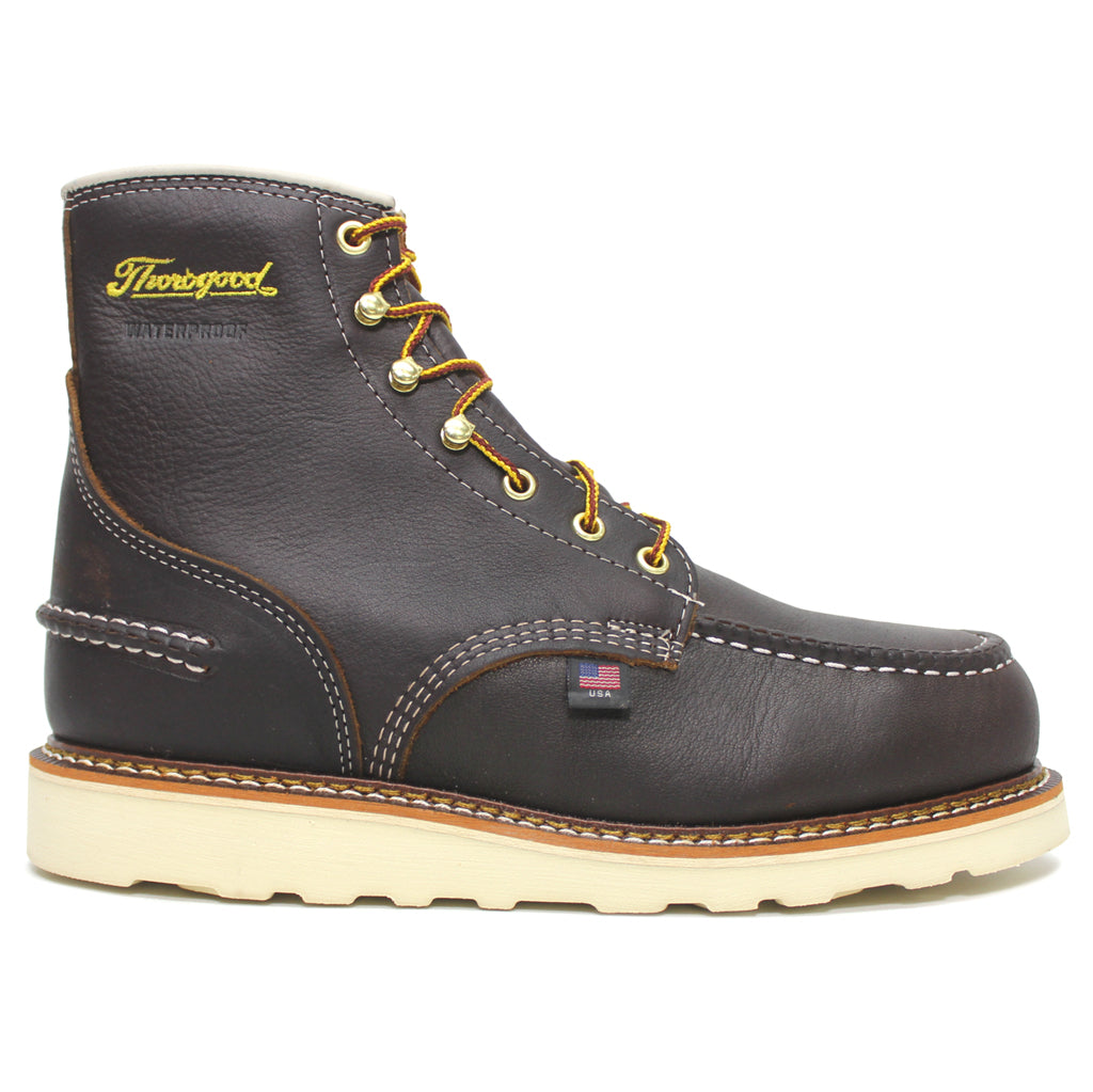 Thorogood 6 Inch Moc Toe Maxwear Wedge Safety Leather Mens Boots#color_briar pitstop