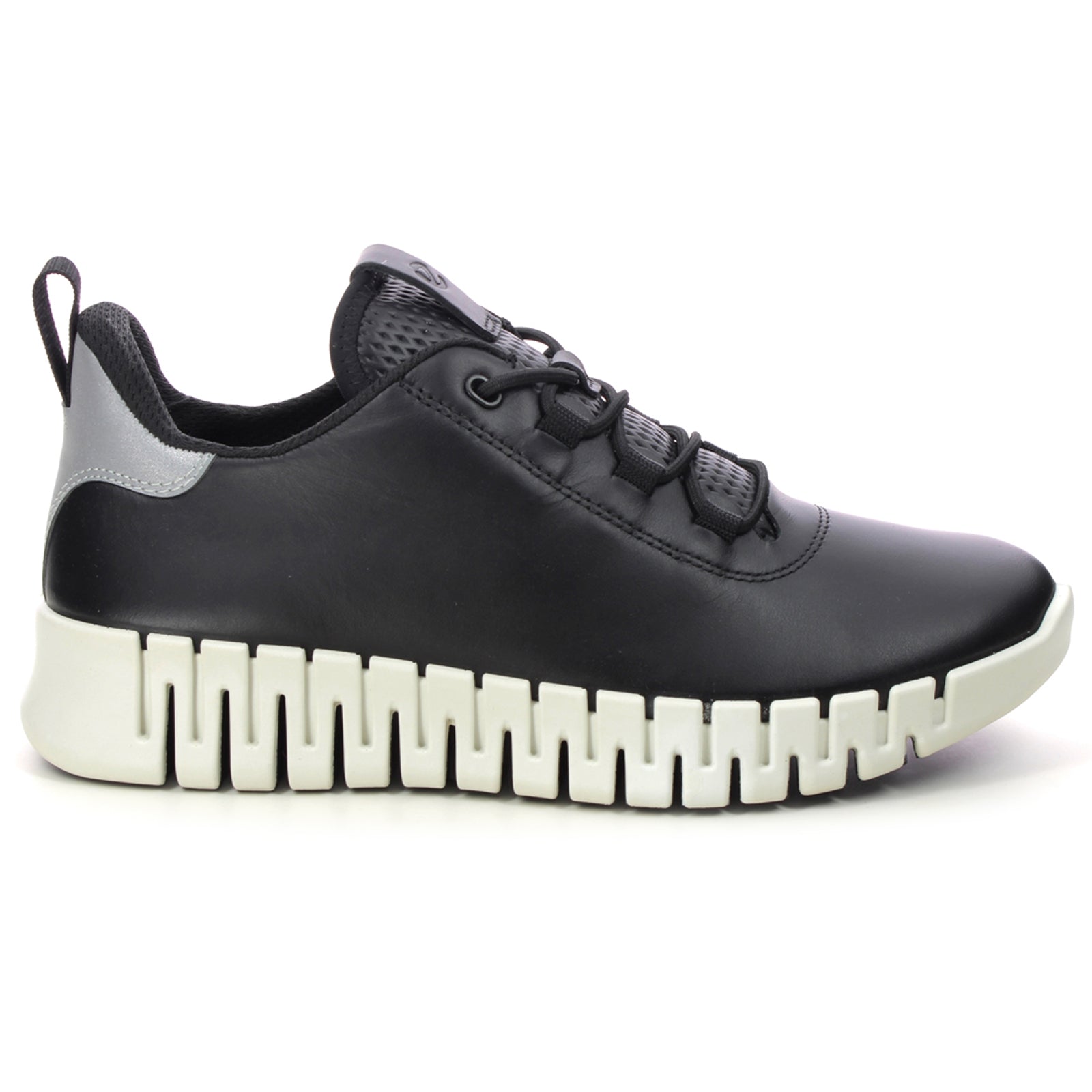 Ecco Gruuv 218203 Full Grain Leather Womens Trainers#color_black light grey