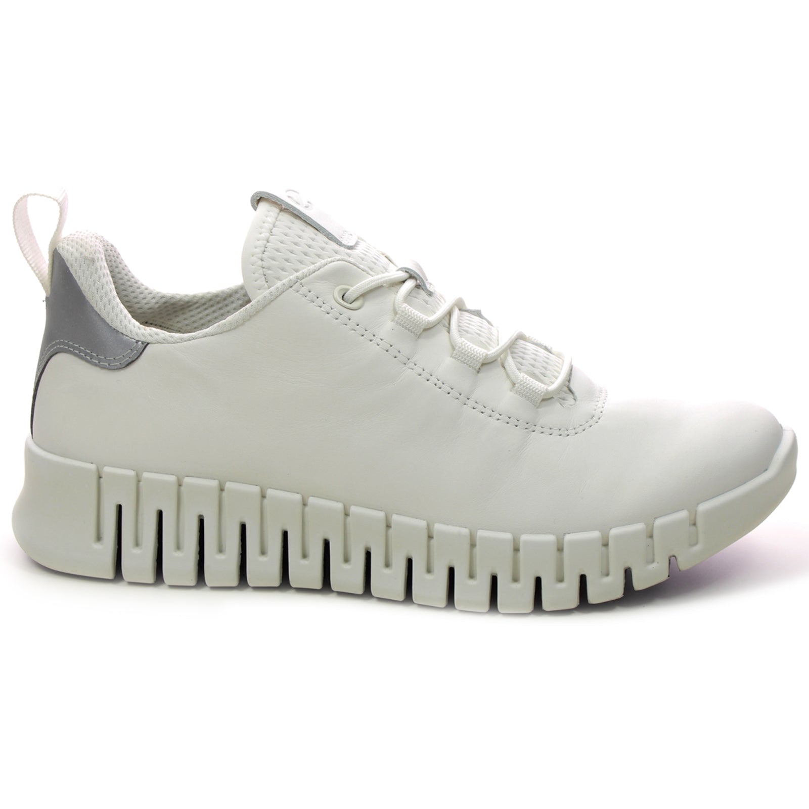 Ecco Gruuv 218203 218203-60718 Full Grain Leather Womens Trainers - White Light Grey - 39#color_white light grey