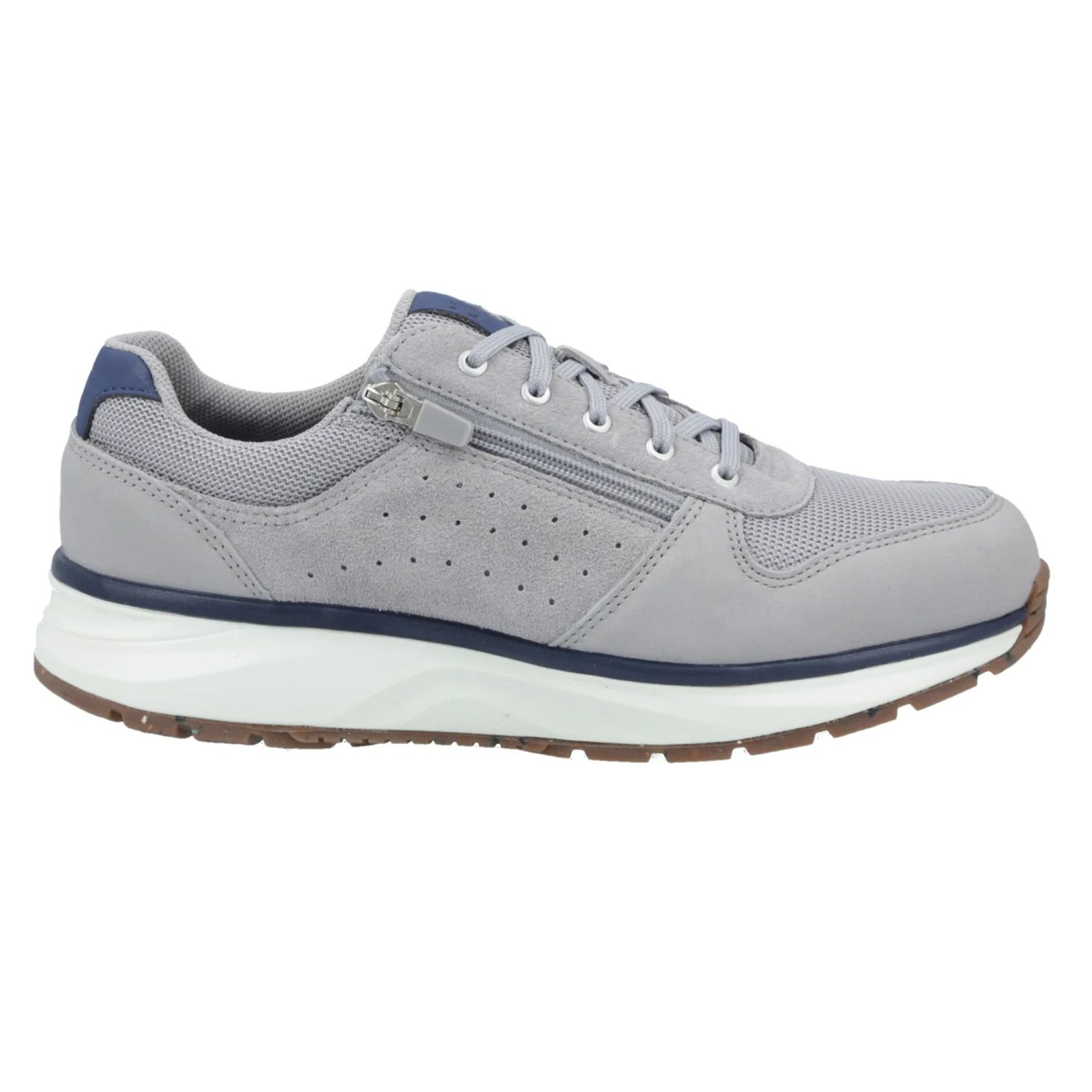 Joya Dynamo Zip Leather Textile Mens Trainers#color_grey