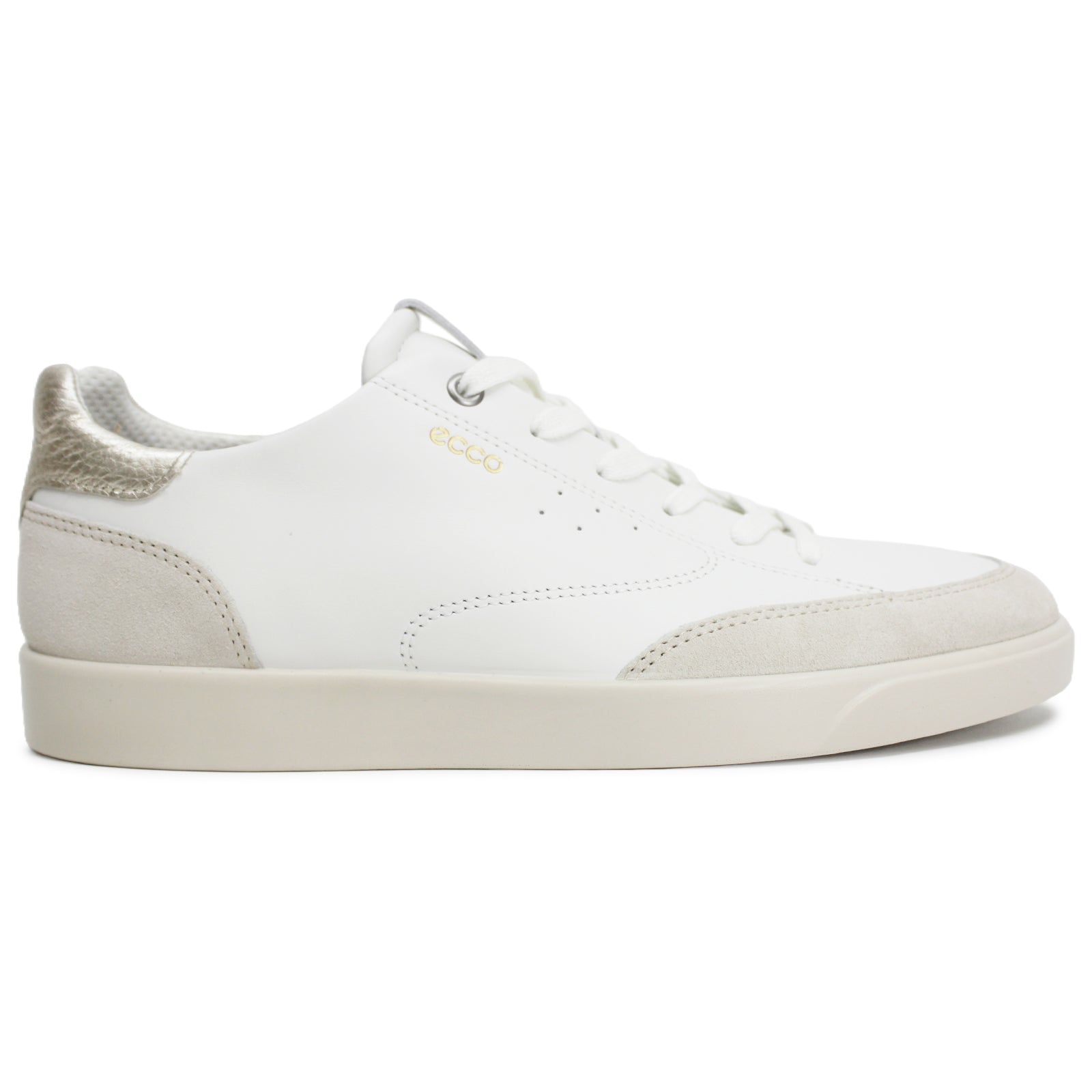 Ecco Street Lite 212853 Nubuck Leather Womens Trainers#color_limestone white pure whte gold