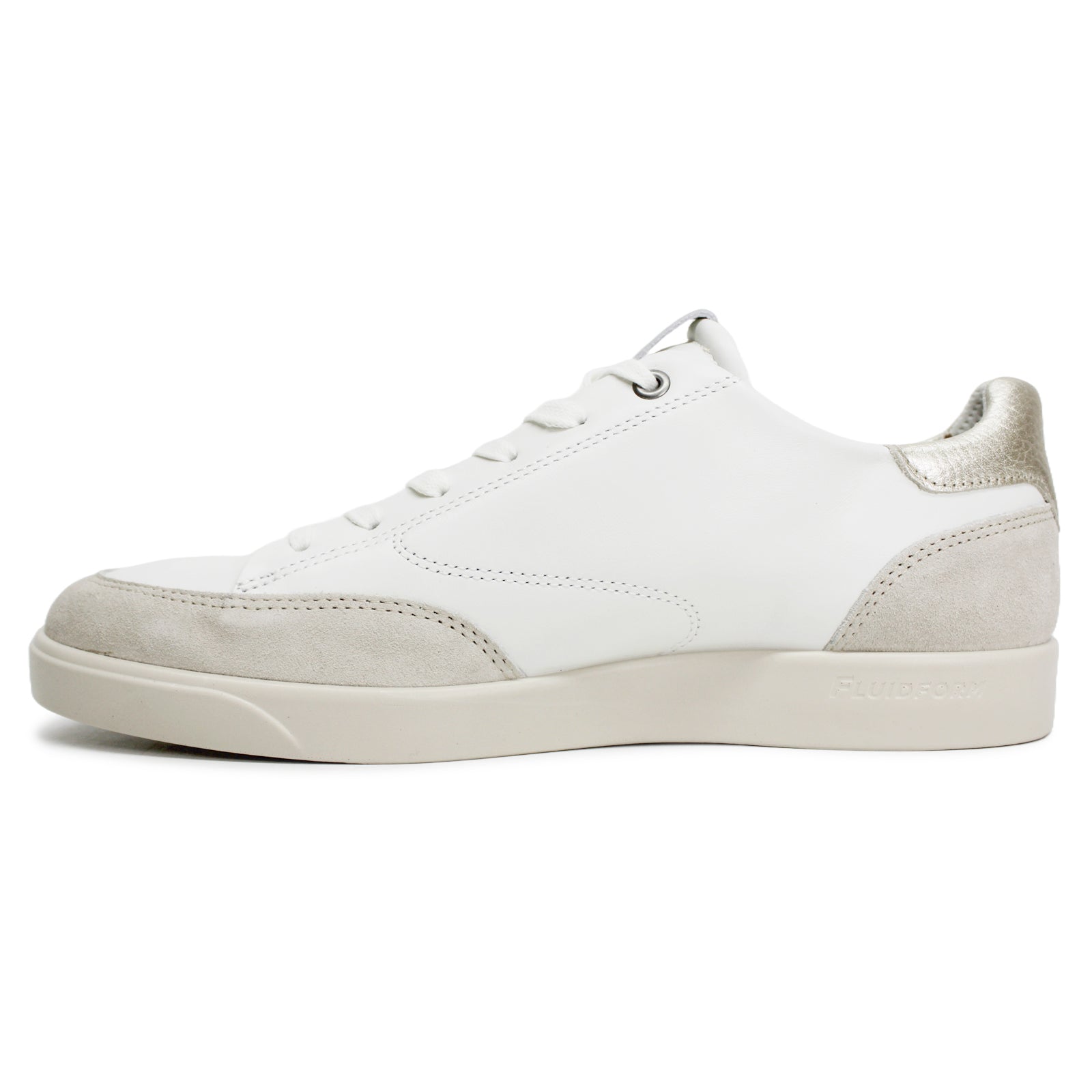 Ecco Street Lite 212853 Nubuck Leather Womens Trainers#color_limestone white pure whte gold