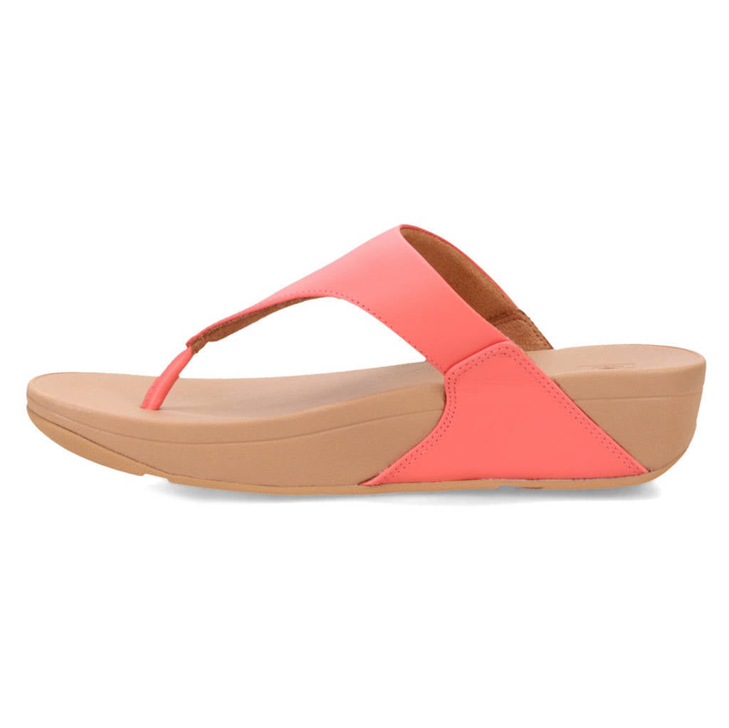 FitFlop Lulu Leather Toepost Leather Womens Sandals#color_rosy coral