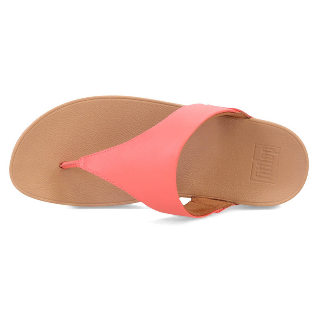 FitFlop Lulu Leather Toepost Leather Womens Sandals#color_rosy coral