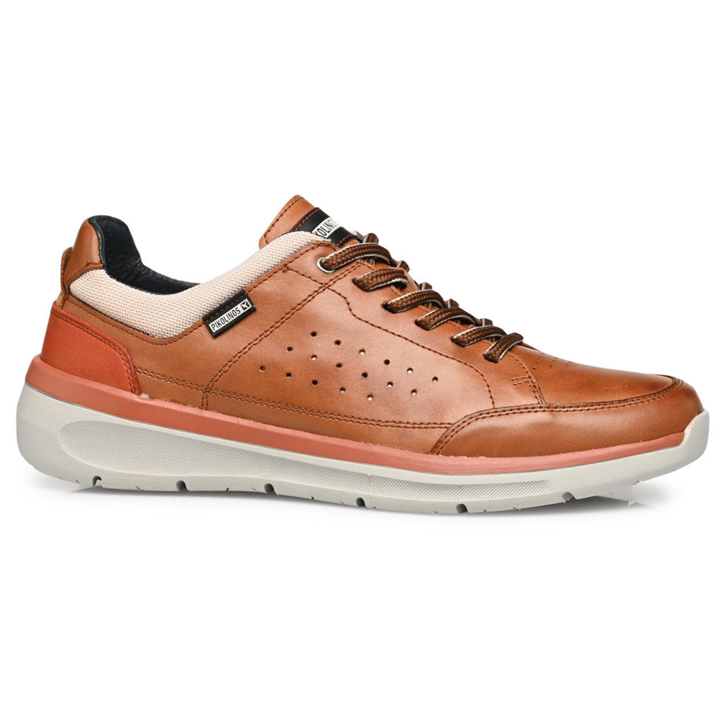 Pikolinos Biar M6V Leather Textile Mens Trainers#color_brandy