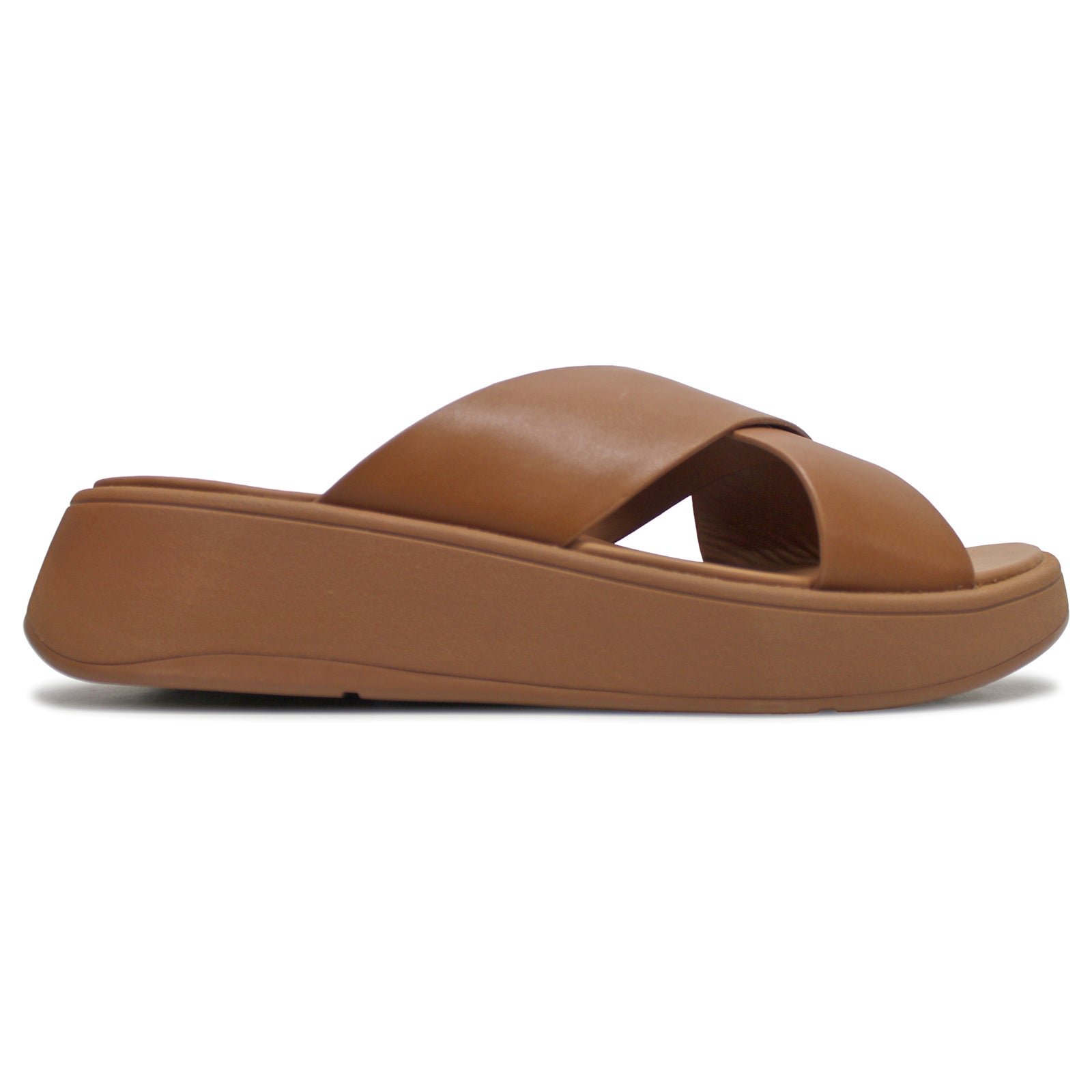 FitFlop F Mode Flatform Cross Leather Womens Sandals#color_light tan