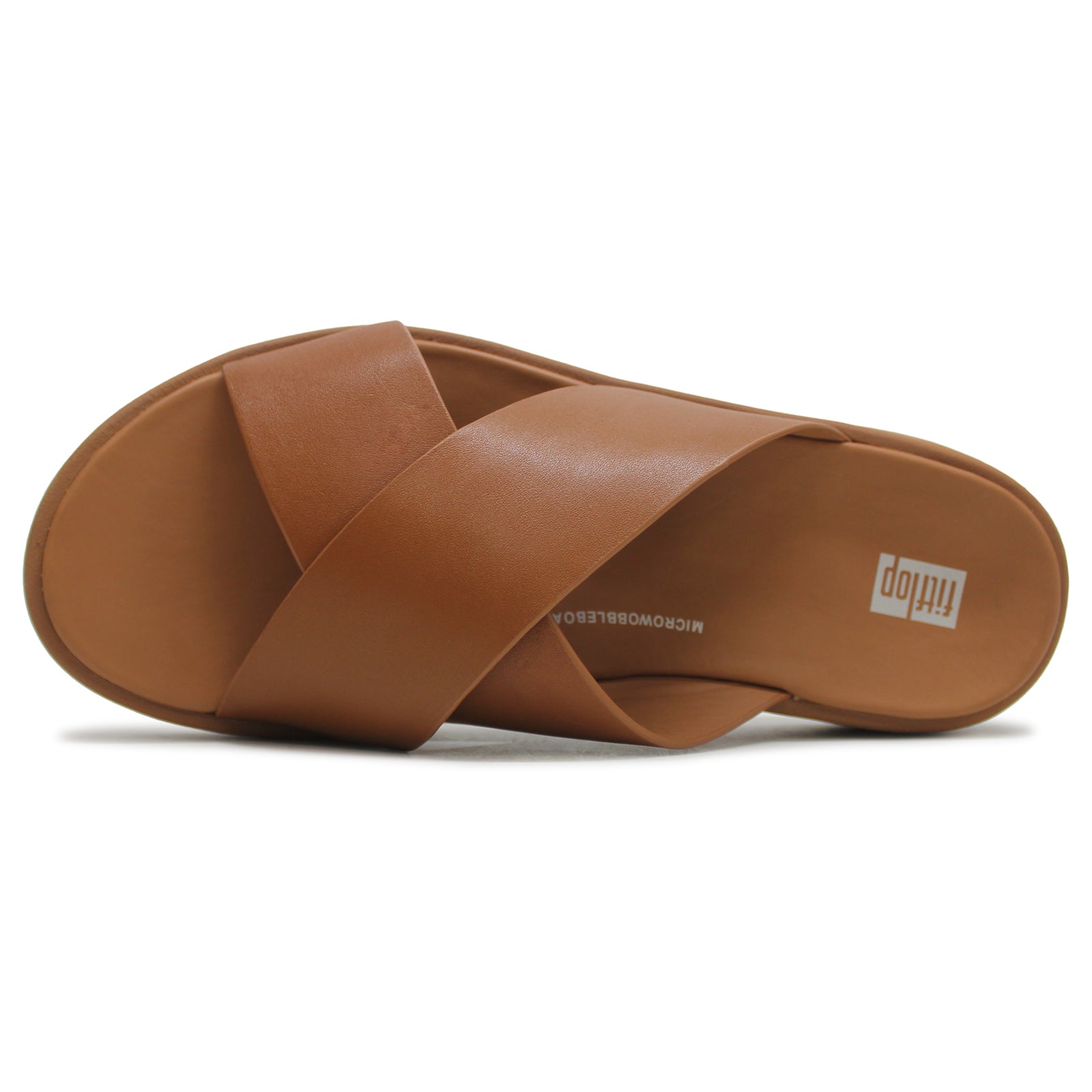 FitFlop F Mode Flatform Cross Leather Womens Sandals#color_light tan