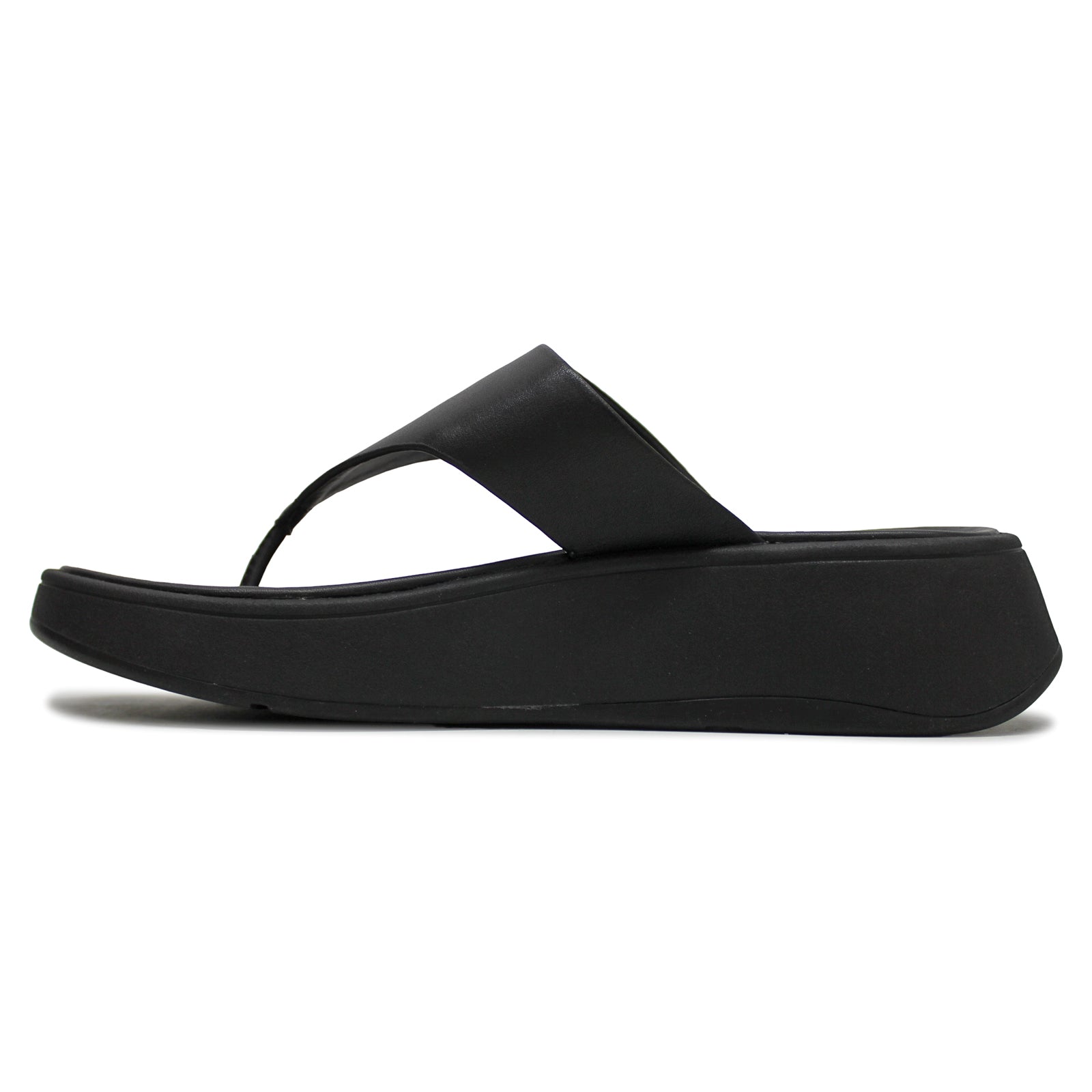 FitFlop F Mode Flatform Toe Post Leather Womens Sandals#color_all black