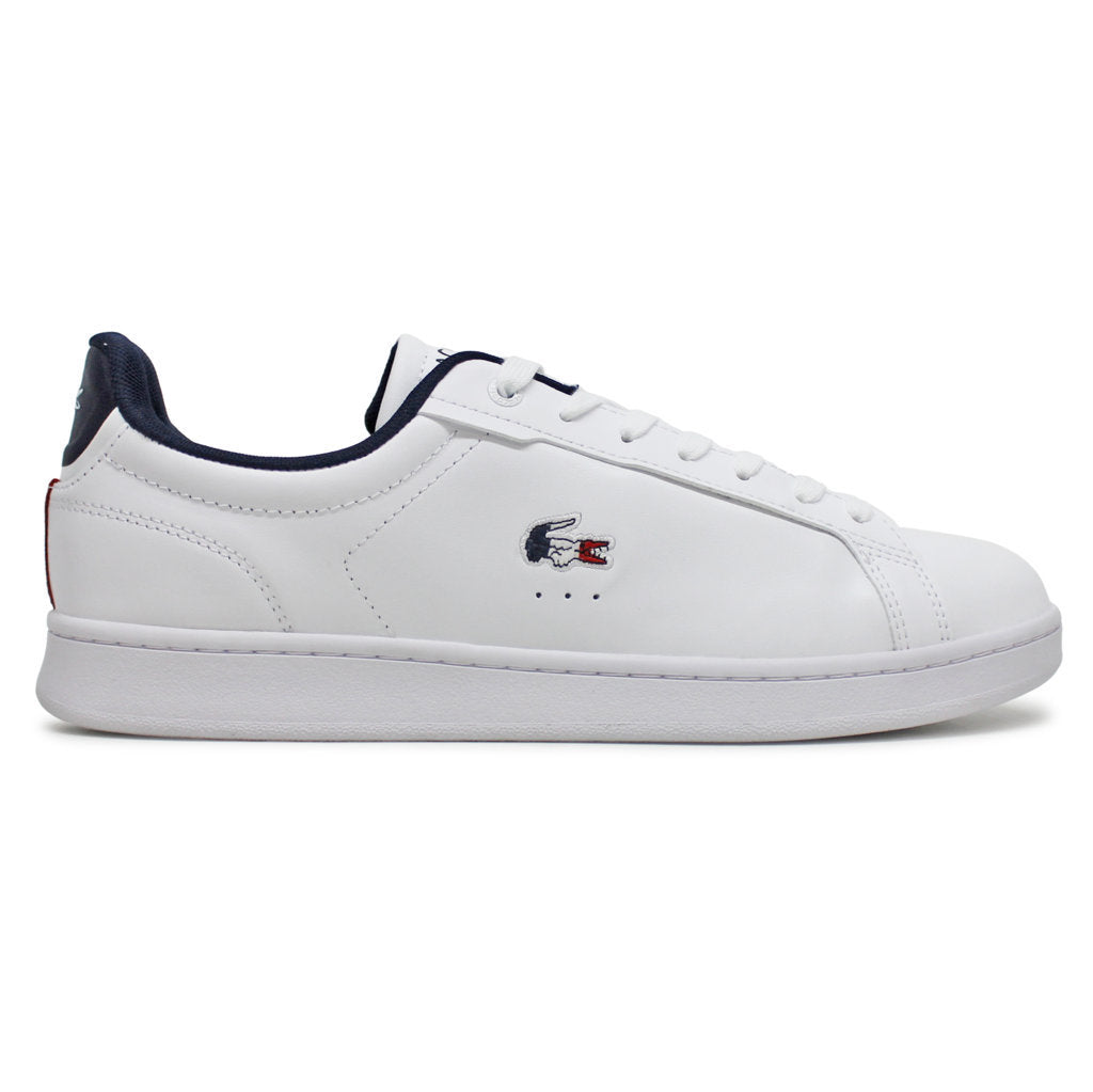 Lacoste Carnaby Pro Leather Synthetic Mens Trainers#color_white navy red