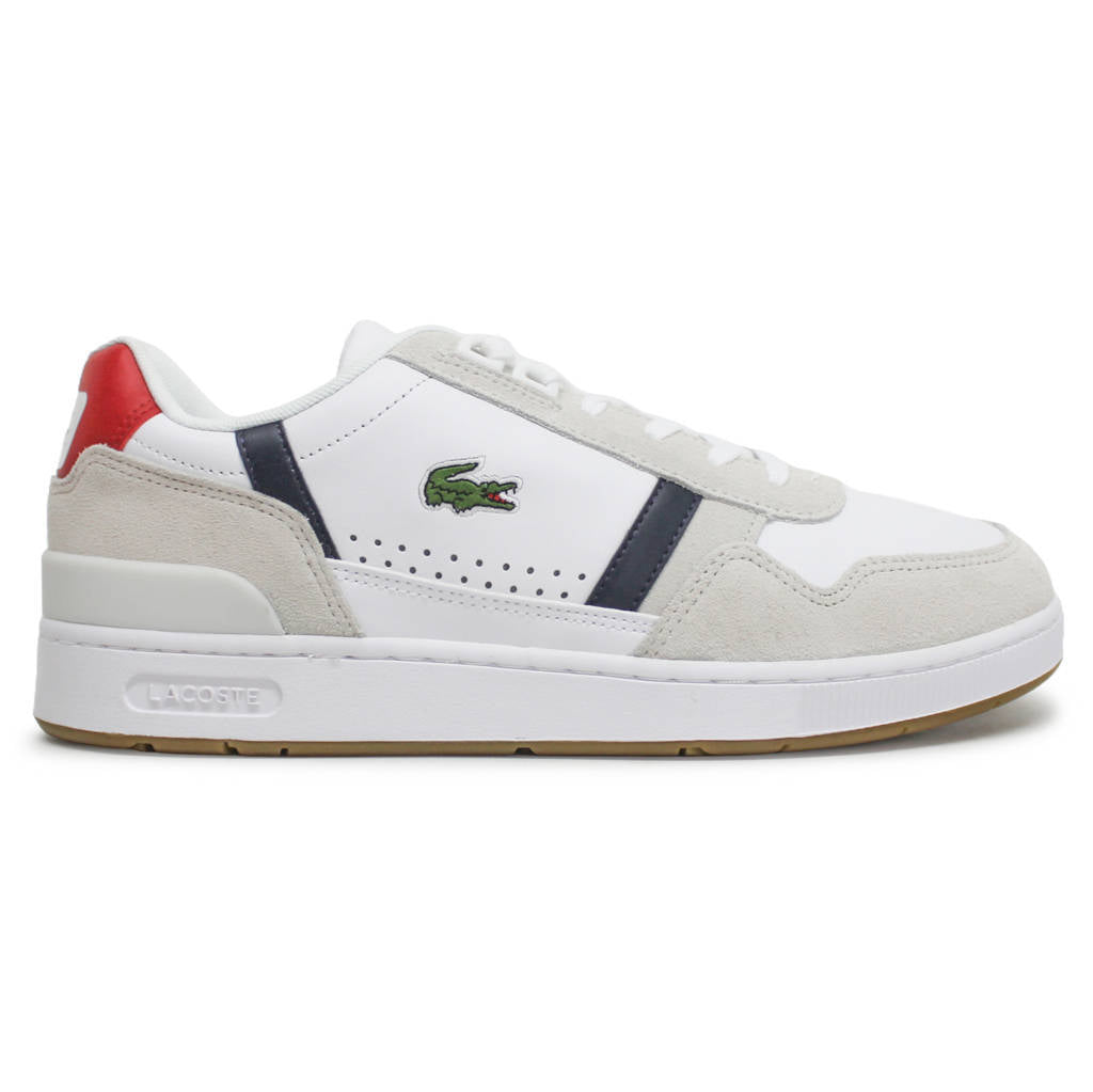 Lacoste T Clip Leather Suede Mens Trainers#color_white navy red