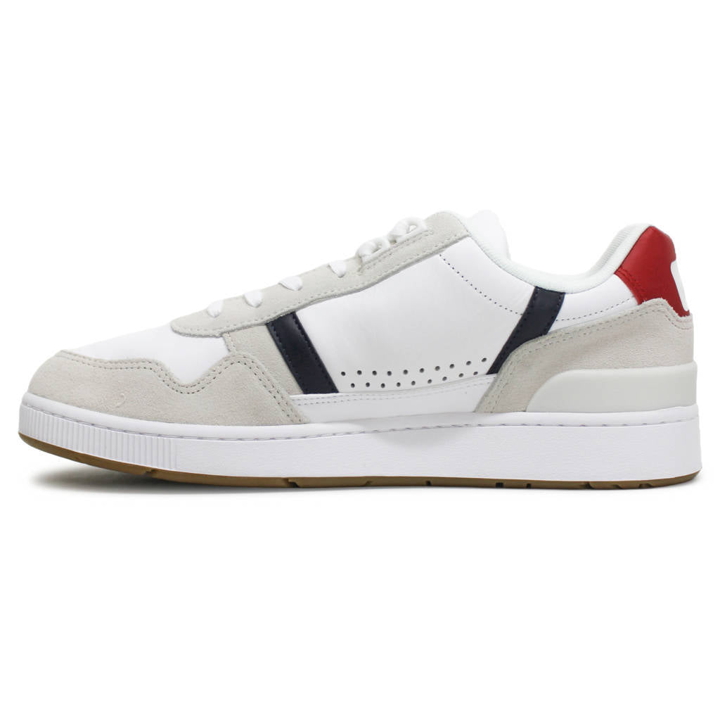 Lacoste T Clip Leather Suede Mens Sneakers#color_white navy red