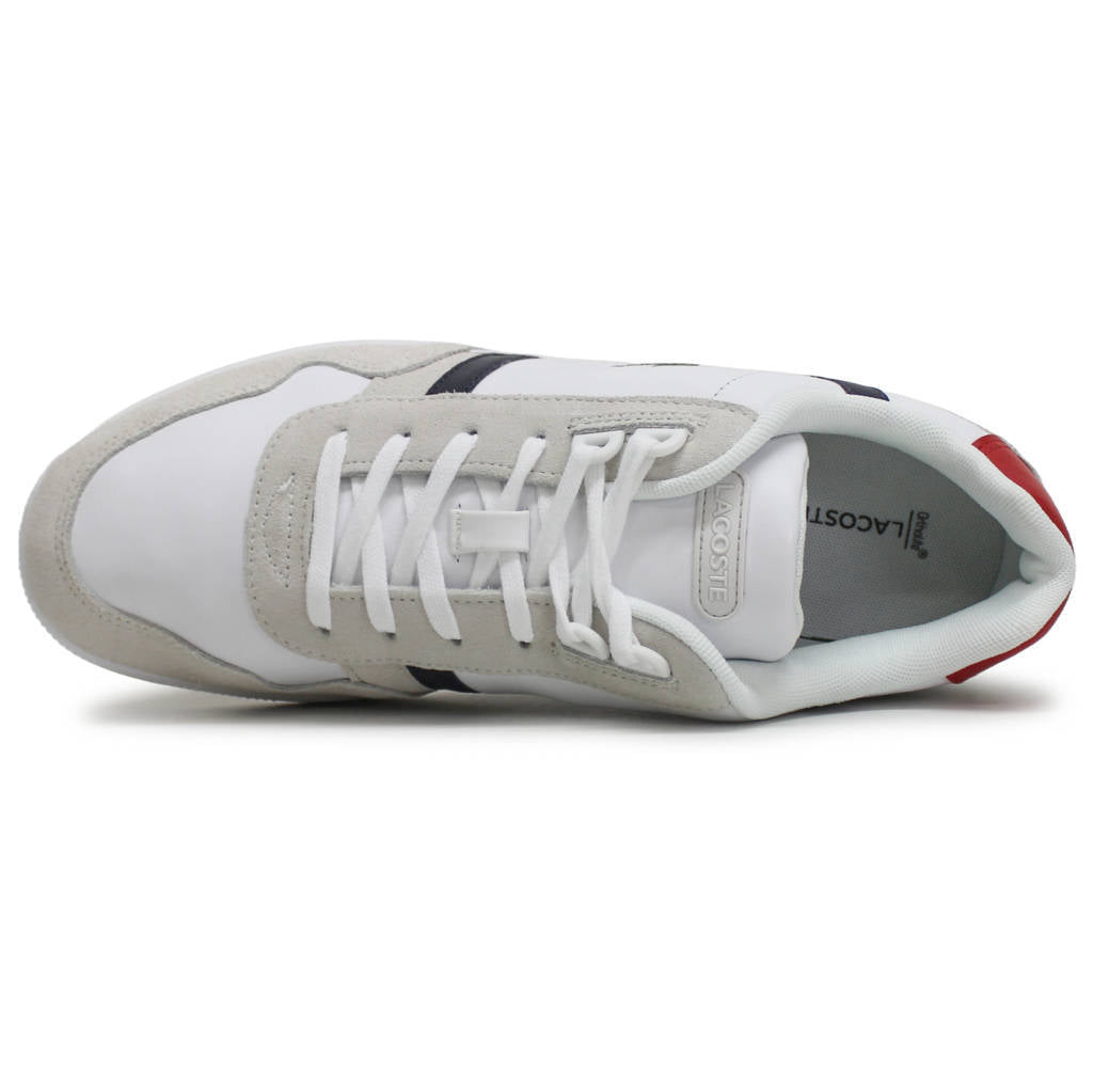 Lacoste T Clip Leather Suede Mens Trainers#color_white navy red
