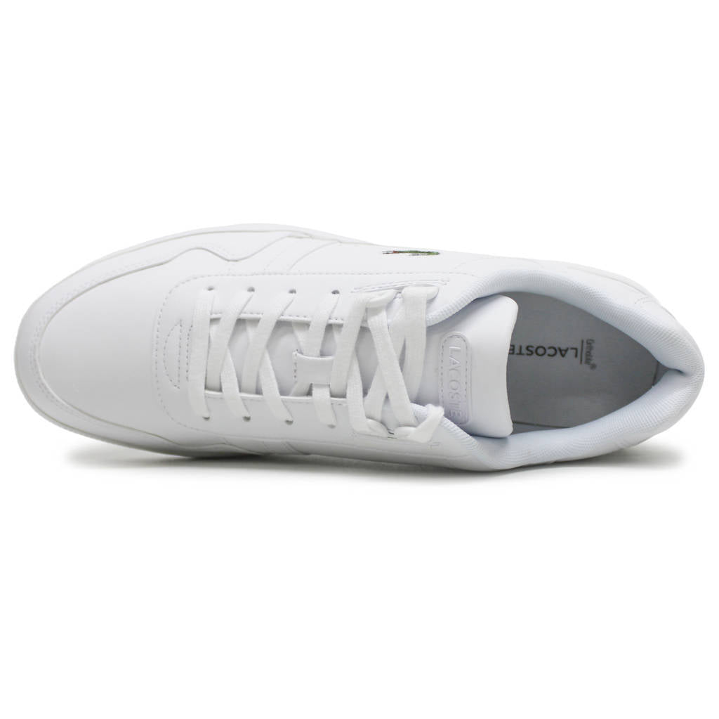 Lacoste T Clip Leather Synthetic Mens Trainers#color_white white