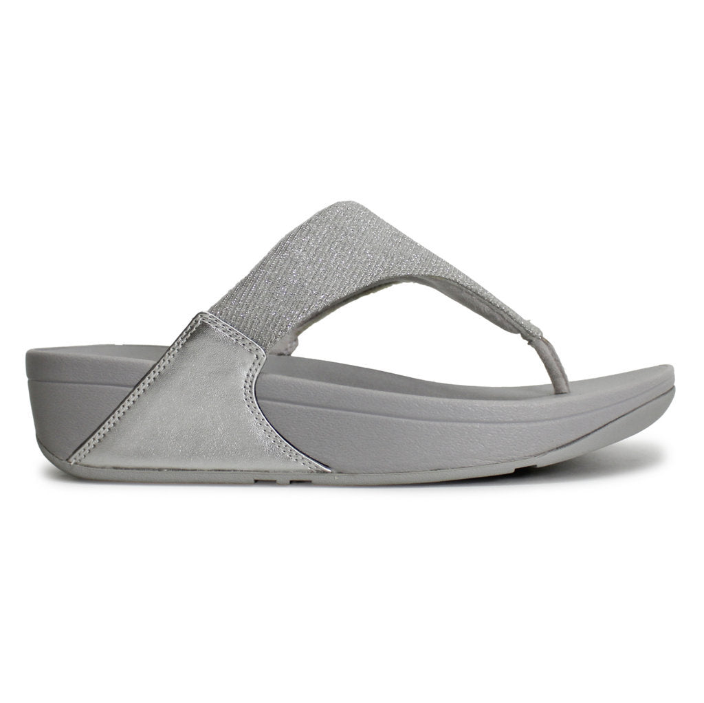 FitFlop Lulu Shimmerlux Toe Post Synthetic Womens Sandals#color_silver