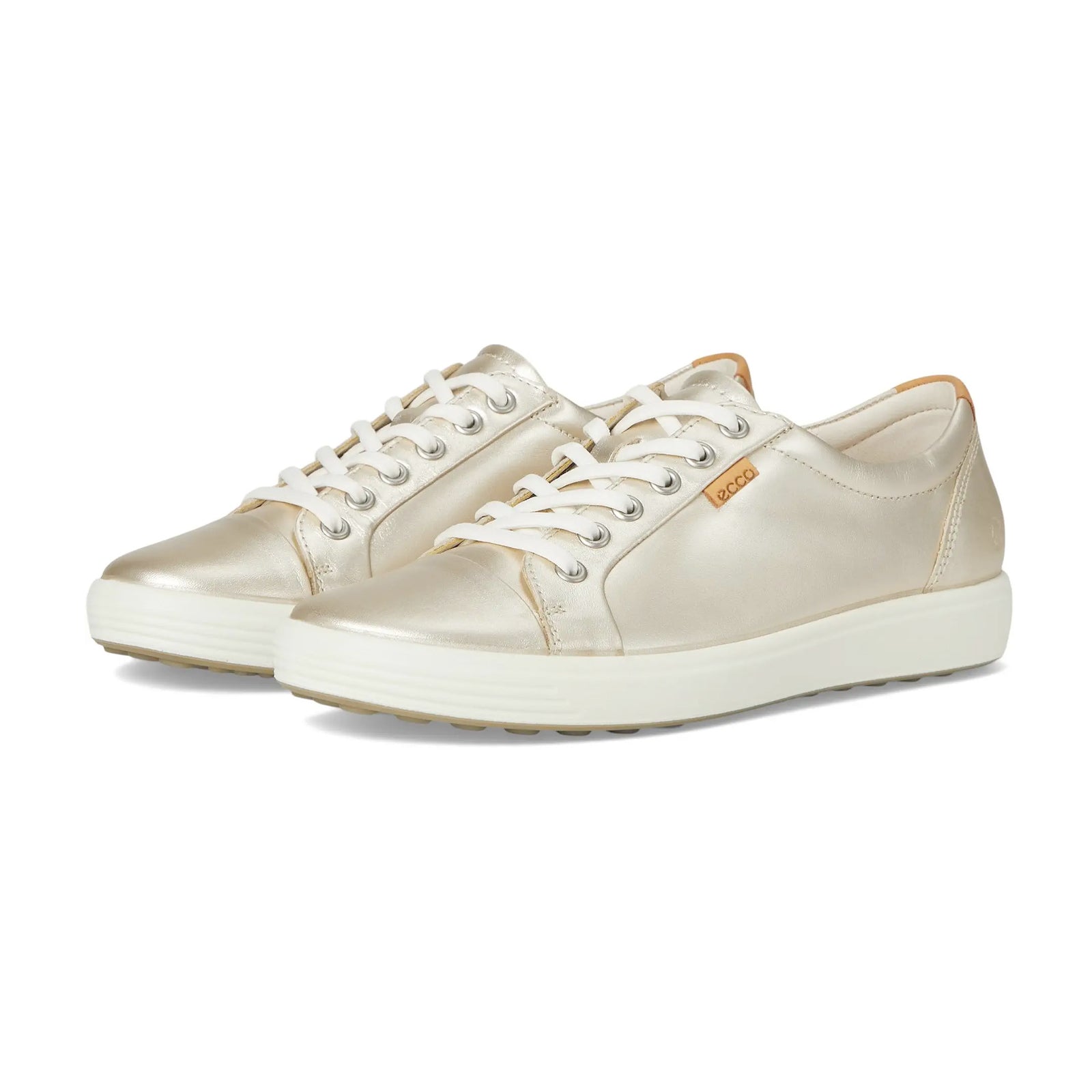 Ecco Soft 7 430003 Full Grain Leather Womens Trainers#color_pure white gold