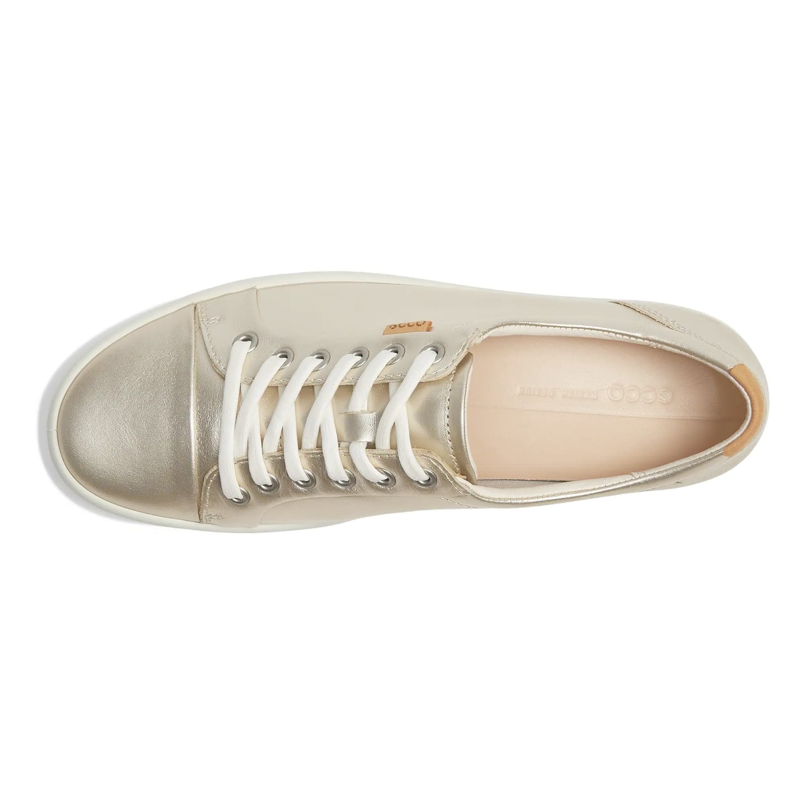 Ecco Soft 7 430003 Full Grain Leather Womens Trainers#color_pure white gold