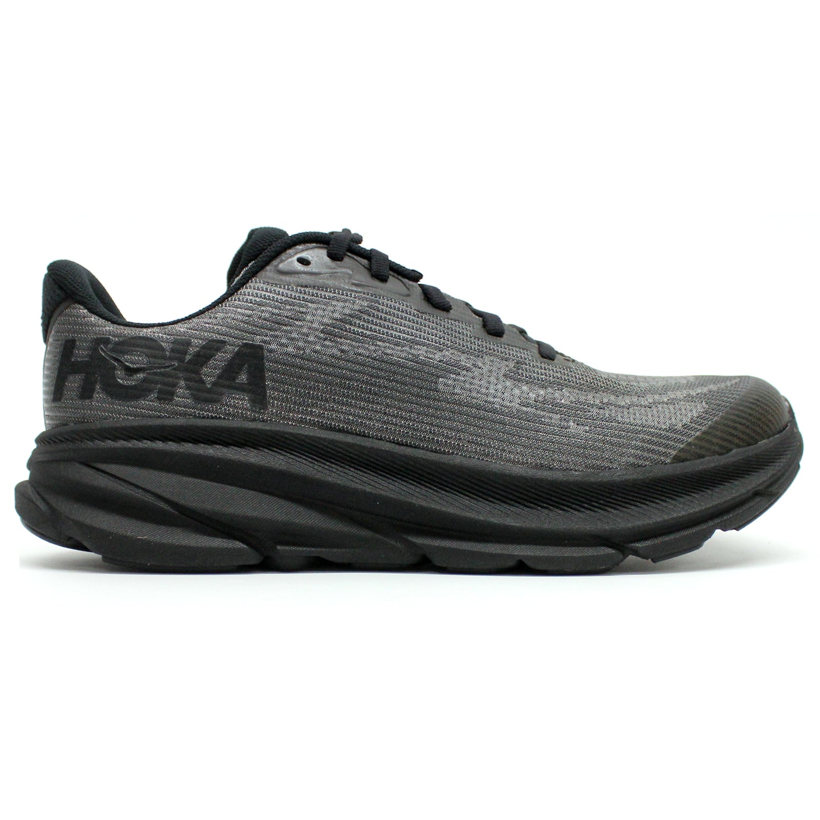 Hoka Clifton 9 Textile Synthetic Youth Running Shoes#color_black carbon black