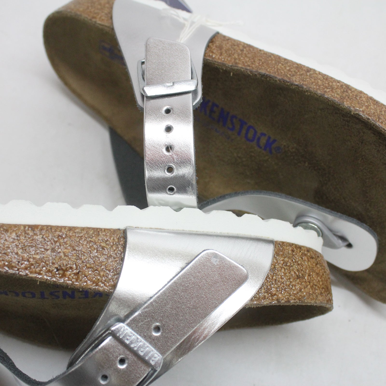 Birkenstock Gizeh BS Soft Footbed 1003674 Natural Leather Unisex Sandals - Silver - 37#color_silver