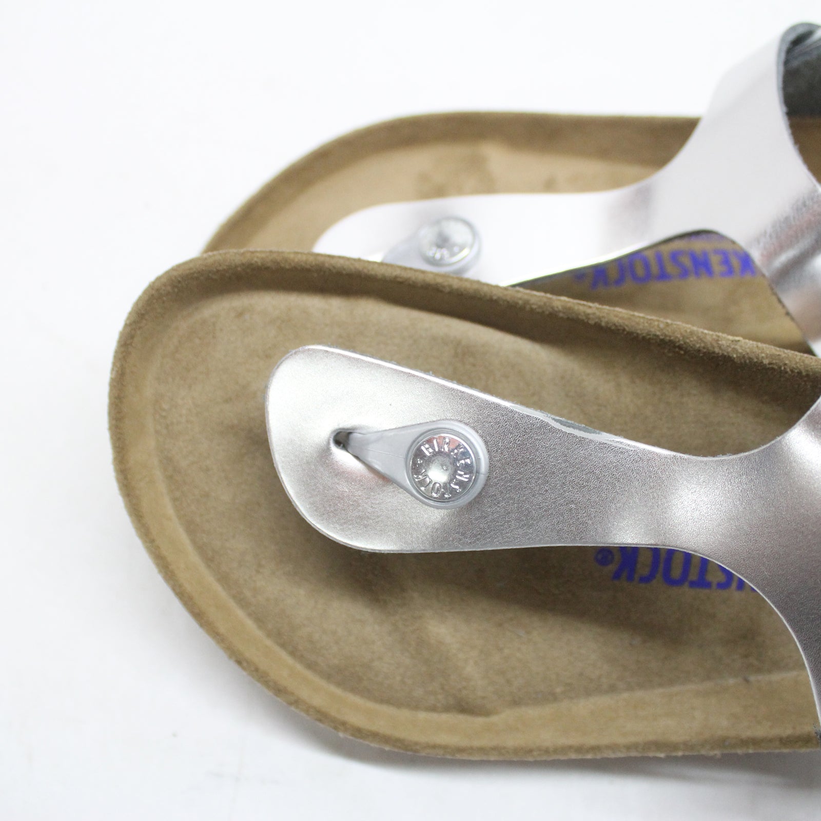 Birkenstock Gizeh BS Soft Footbed 1003674 Natural Leather Unisex Sandals - Silver - 39#color_silver