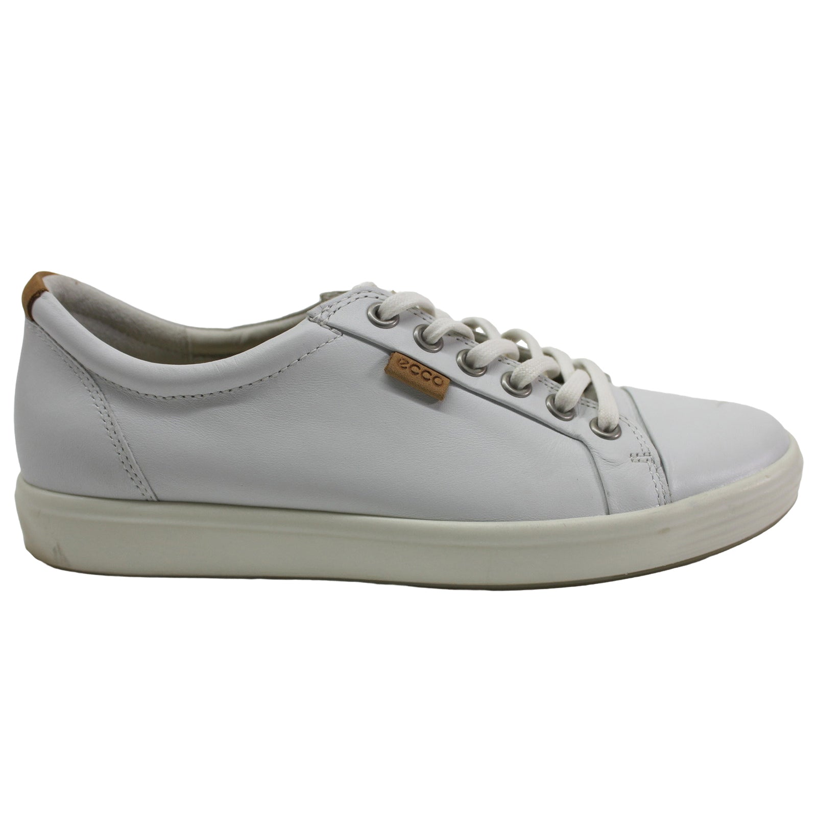Ecco Soft 7 430003 430003-01007 Leather Womens Trainers - White - 38#color_white