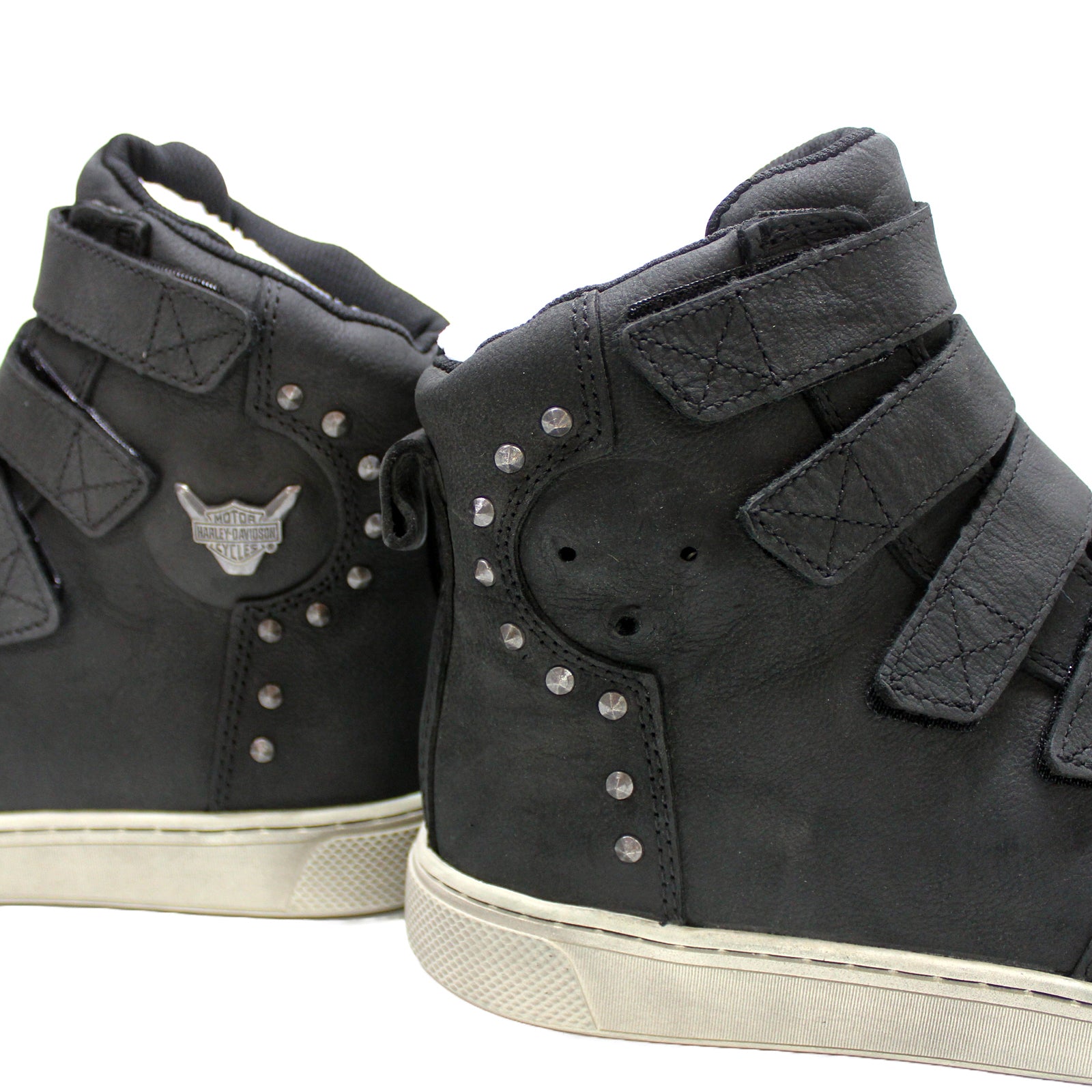 Harley Davidson Bateman Metal Velc D86171 Leather Womens Trainers - Black - 40#color_black