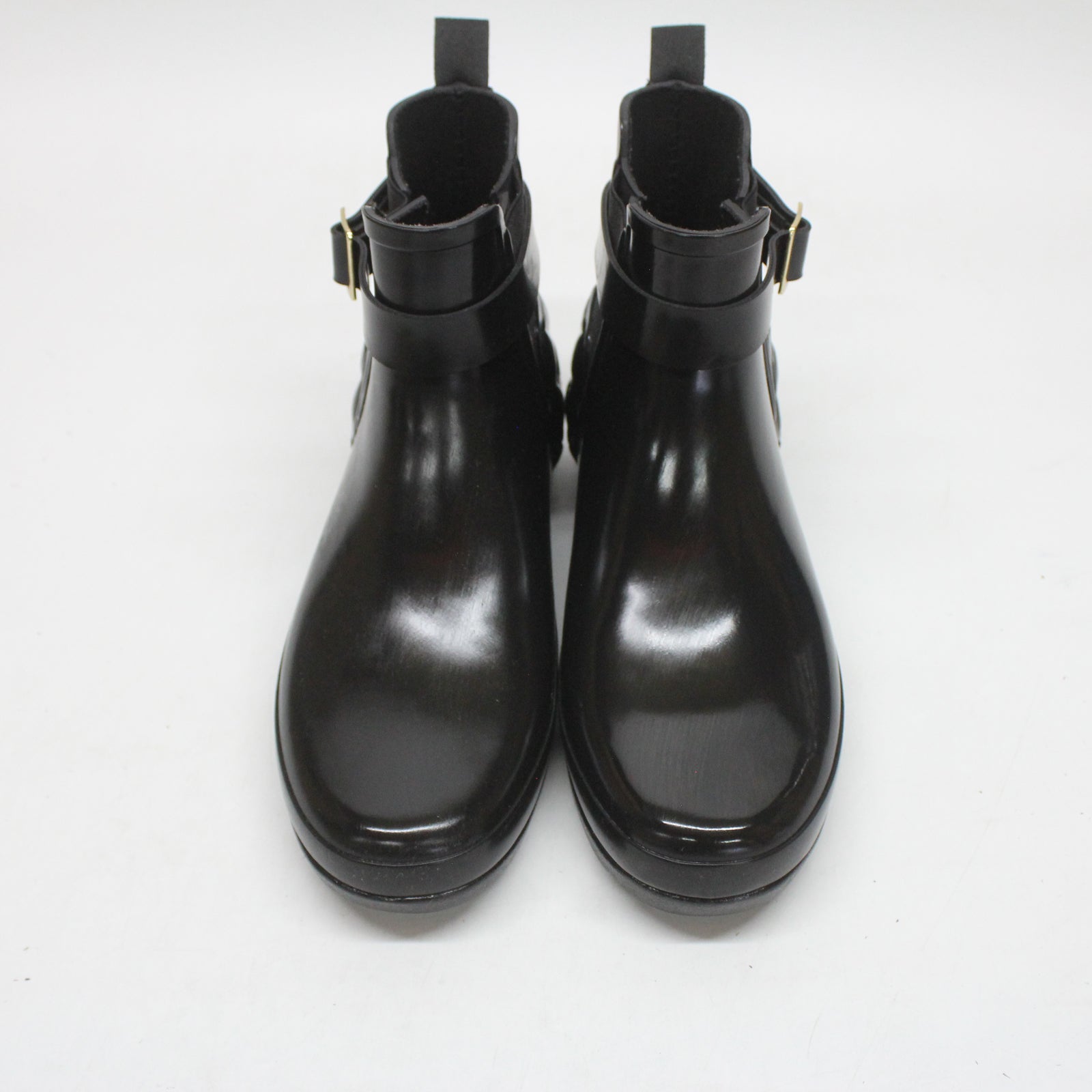 Hunter Refined Gloss Quilt Chelsea WFS1032RGL-BLK Rubber Womens Boots - Black - 38#color_black