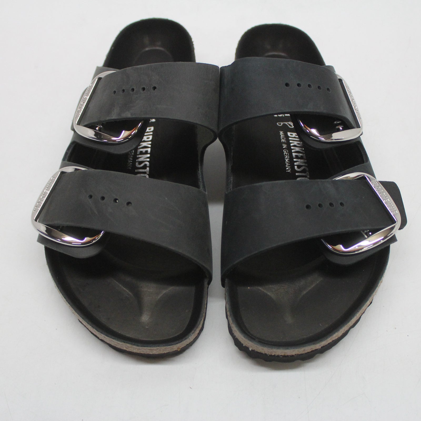 Birkenstock Arizona Big Buckle 1011074 Oiled Leather Unisex Sandals - Black - 41#color_black