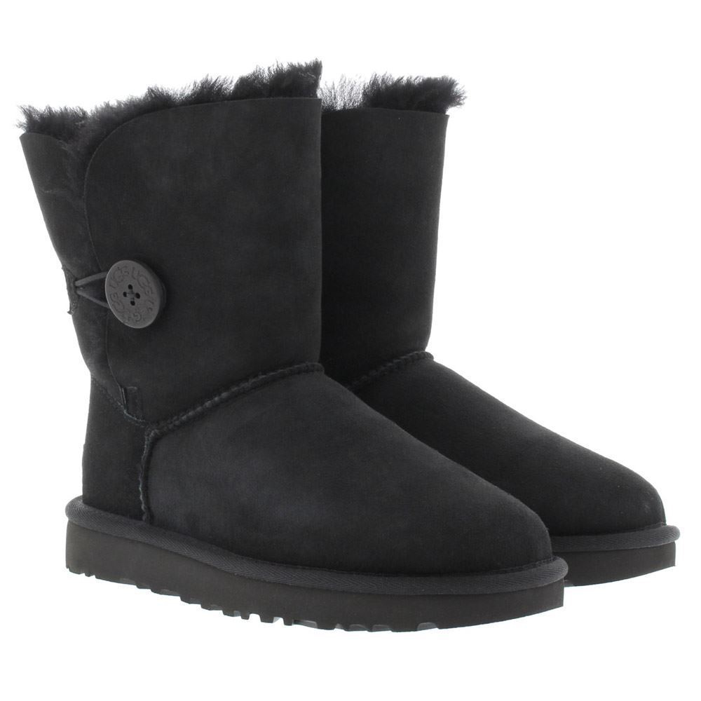 UGG Short Bailey Button II Suede Sheepskin Women's Winter Boots#color_black