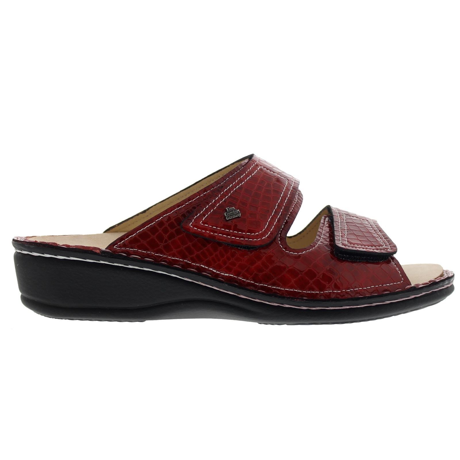 Finn Comfort Jamaica Leather Women's Slip-On Sandals#color_red patent