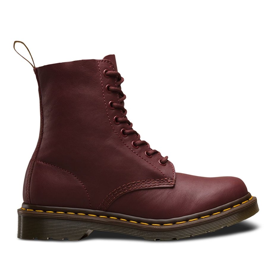 Dr.Martens Pascal 8 Eyelets Virginia Cherry Red Womens Boots#color_cherry red