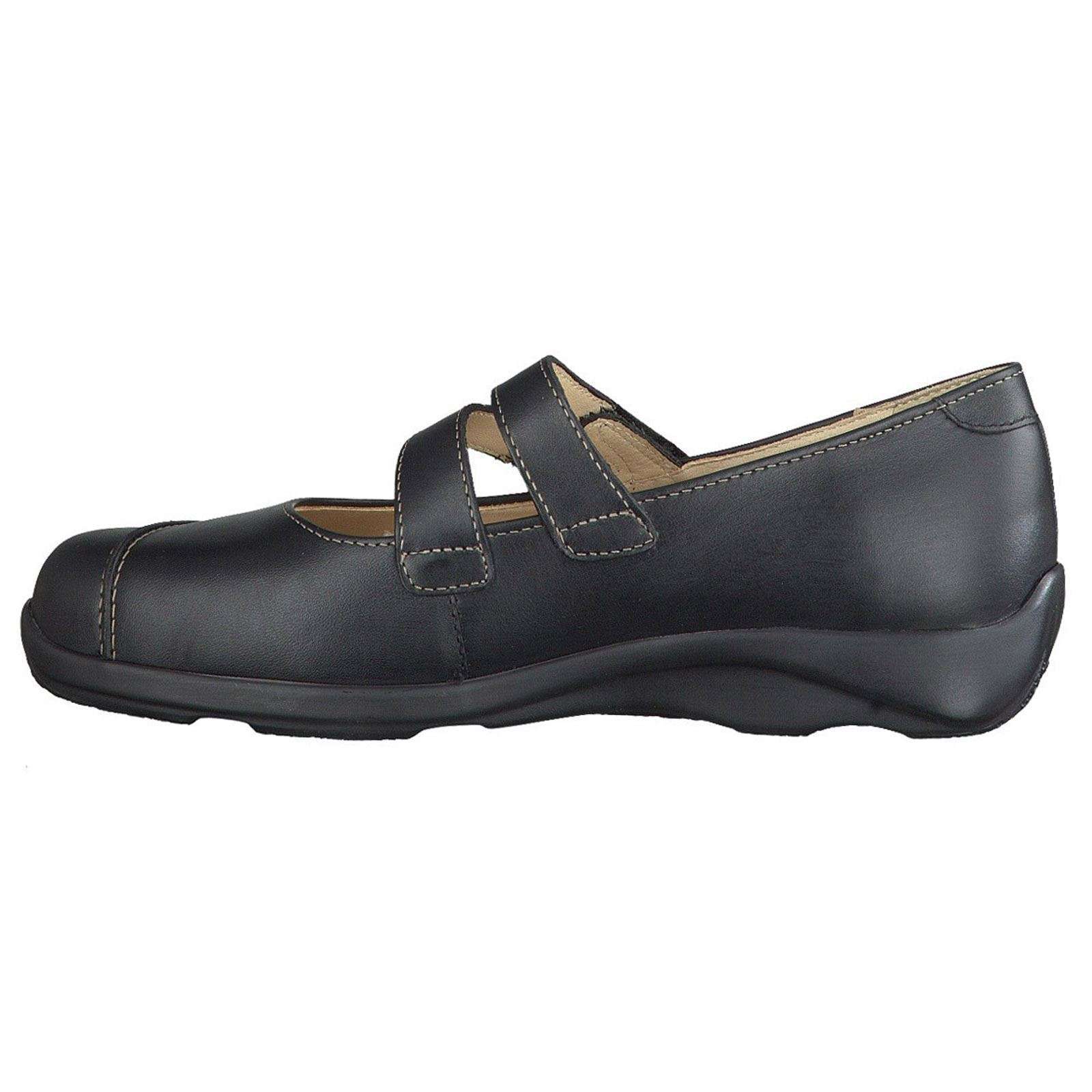 Finn Comfort Vivero Smooth Leather Women's Mary Jane Shoes#color_black