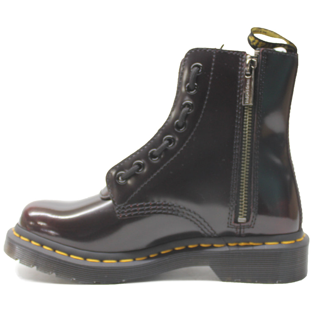 Dr. Martens 1460 Pascal Front Zip Arcadia Leather Women's Ankle Boots#color_cherry red