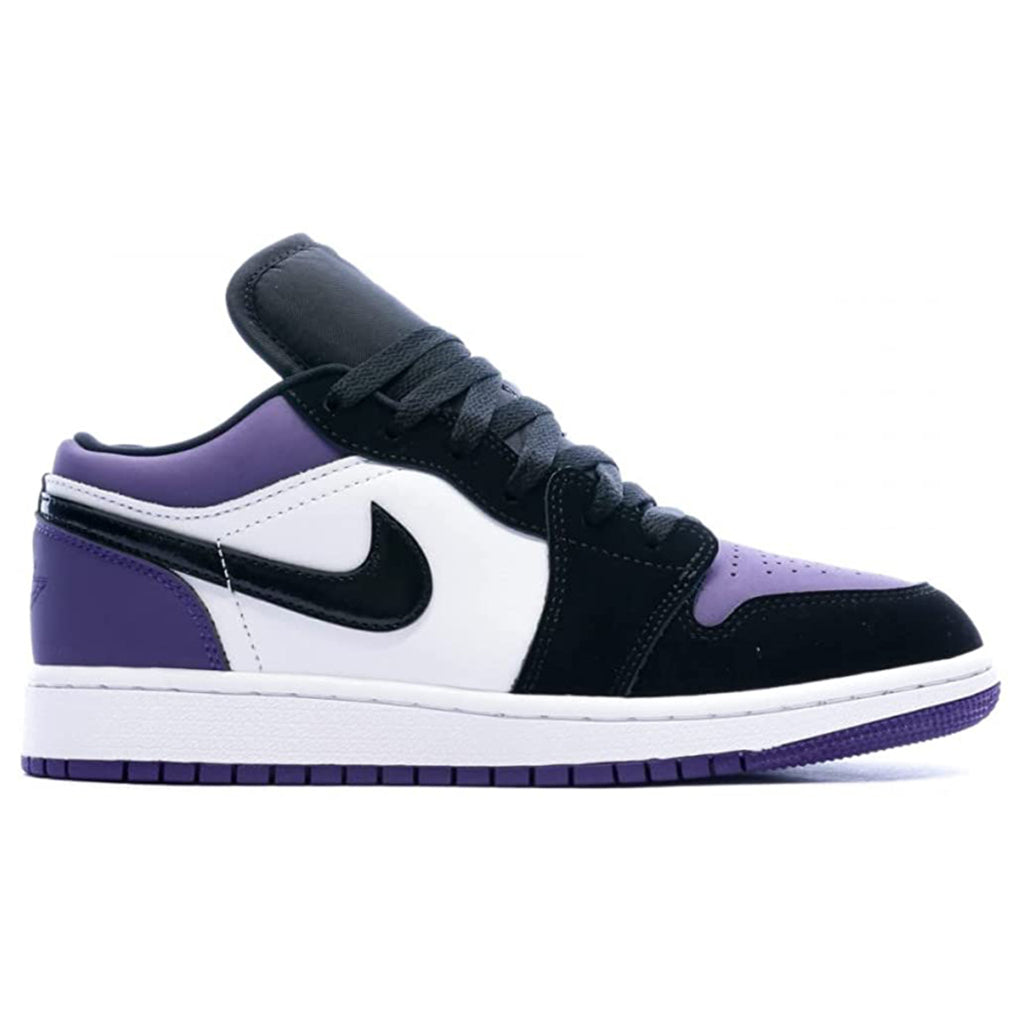 Jordan Air Jordan 1 Low Leather Textile Youth Trainers#color_white black court purple