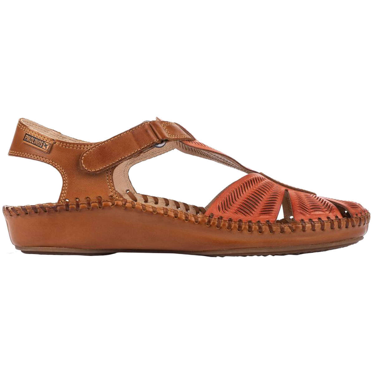 Pikolinos Puerto Vallarta 655-0575 Leather Womens Sandals#color_scarlet