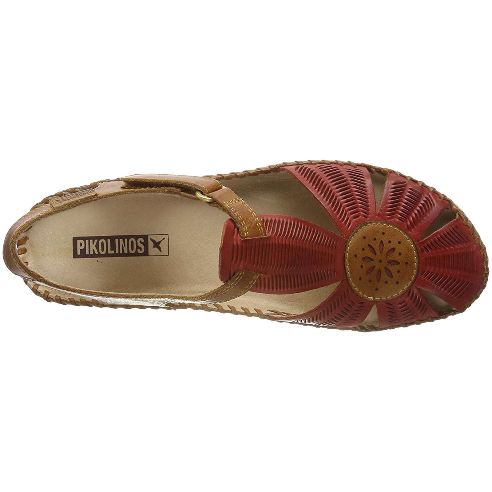 Pikolinos Puerto Vallarta 655-0575 Leather Womens Sandals#color_coral brandy