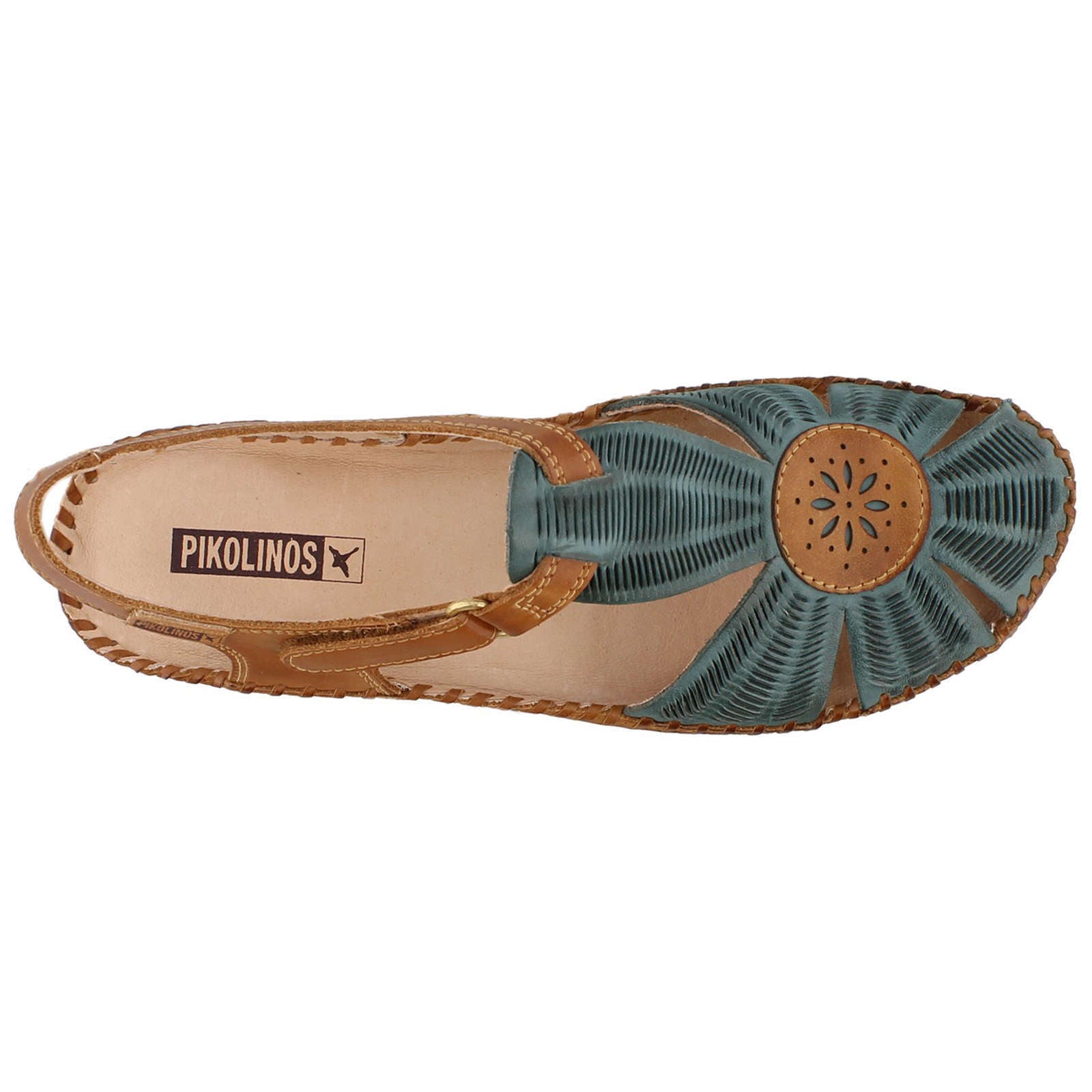 Pikolinos Puerto Vallarta 655-0575 Leather Womens Sandals#color_emerald