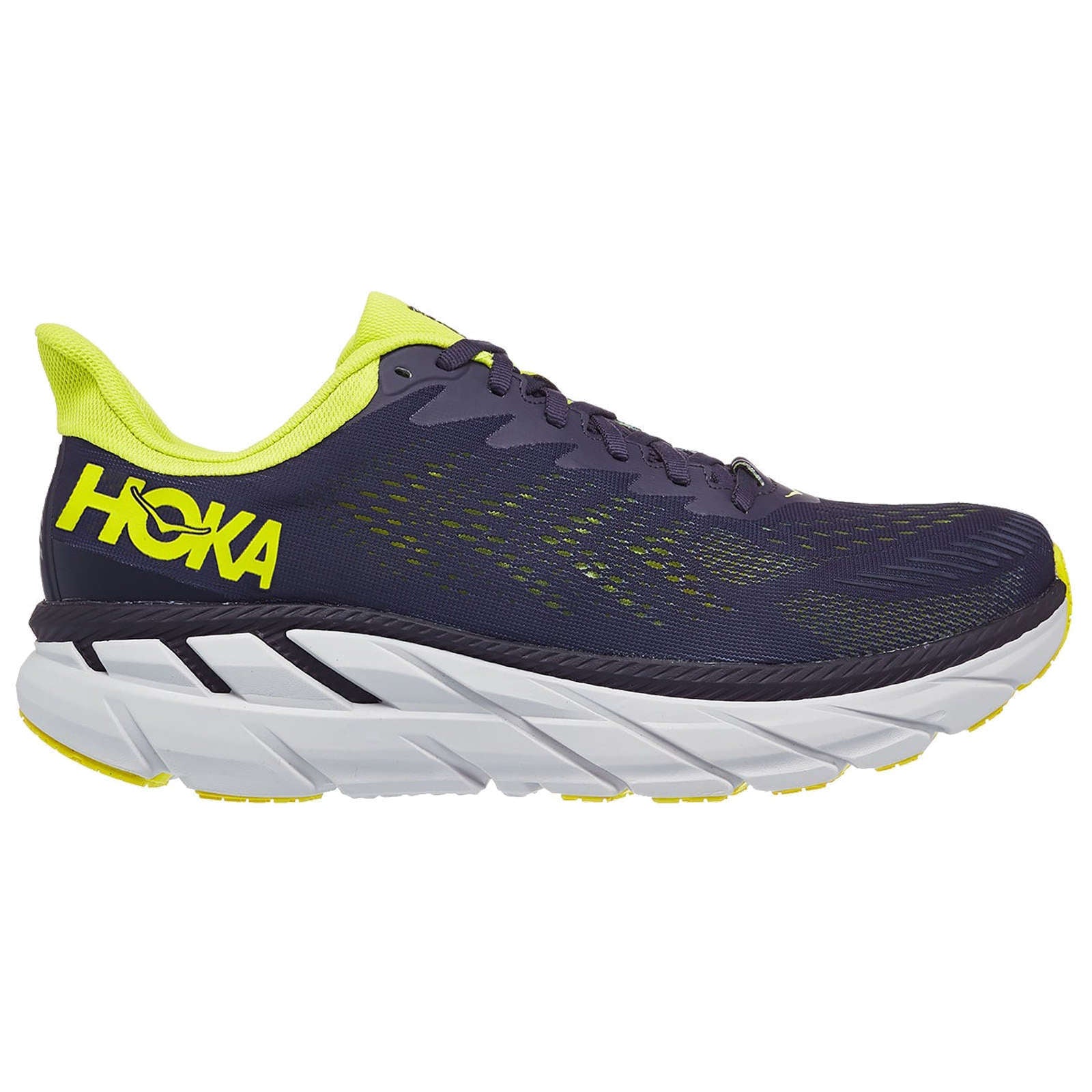 Hoka One One Clifton 7 Mesh Men's Low-Top Road Running Trainers#color_odyssey grey evening primrose