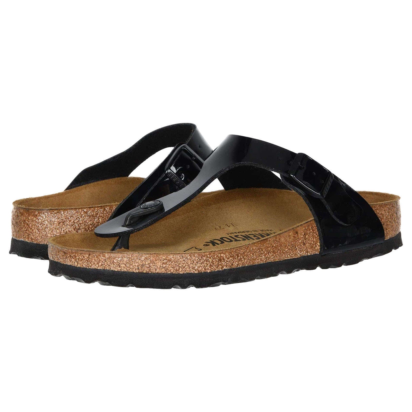 Birkenstock Gizeh BS Birko-Flor Patent Unisex Sandals#color_black