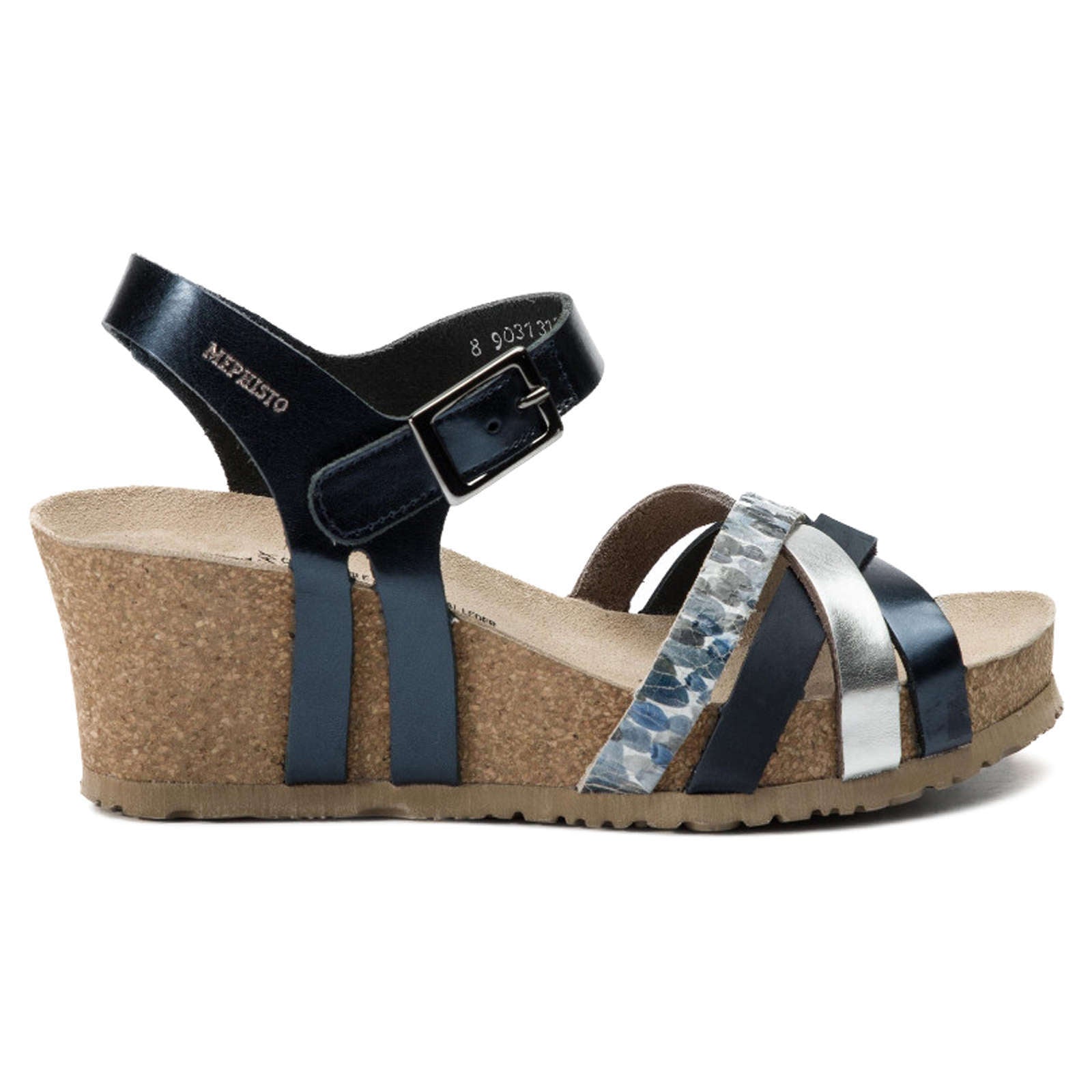 Mephisto Lanny Leather Womens Sandals#color_navy