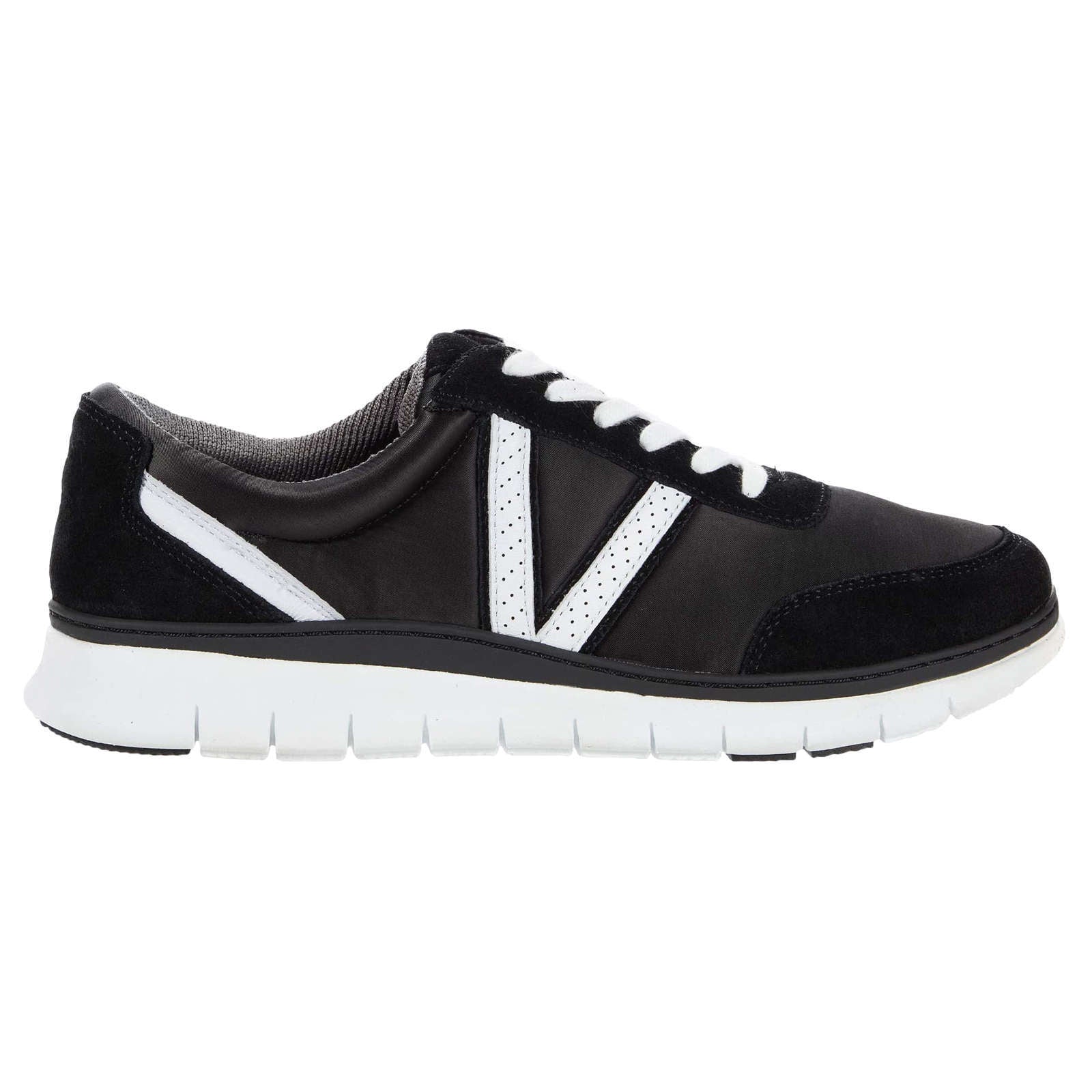 Vionic Fresh Nana Satin Leather Textile Womens Trainers#color_black